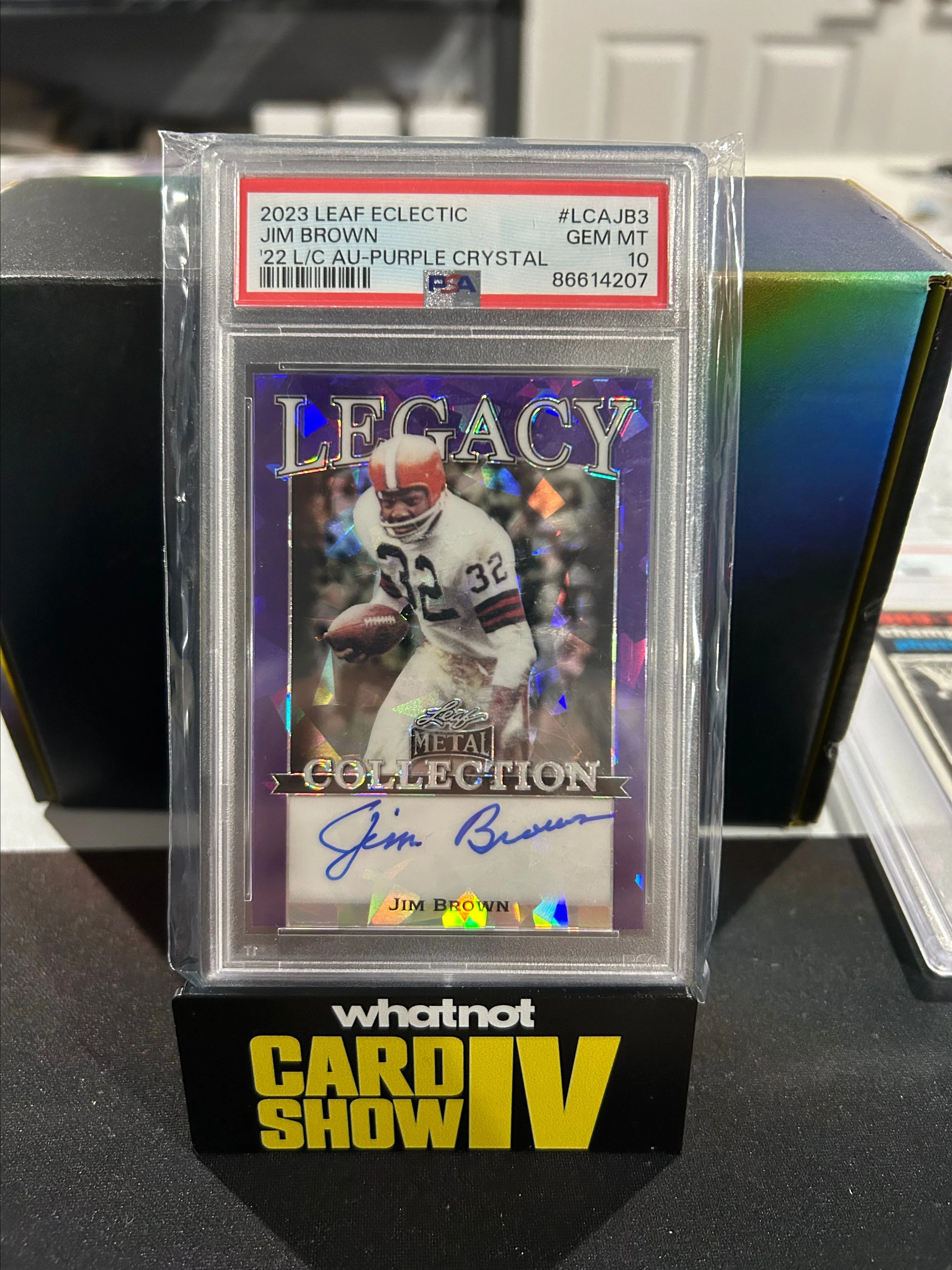 Product image for Jim Brown Leaf Eclectic Auto 1/4 PSA 10