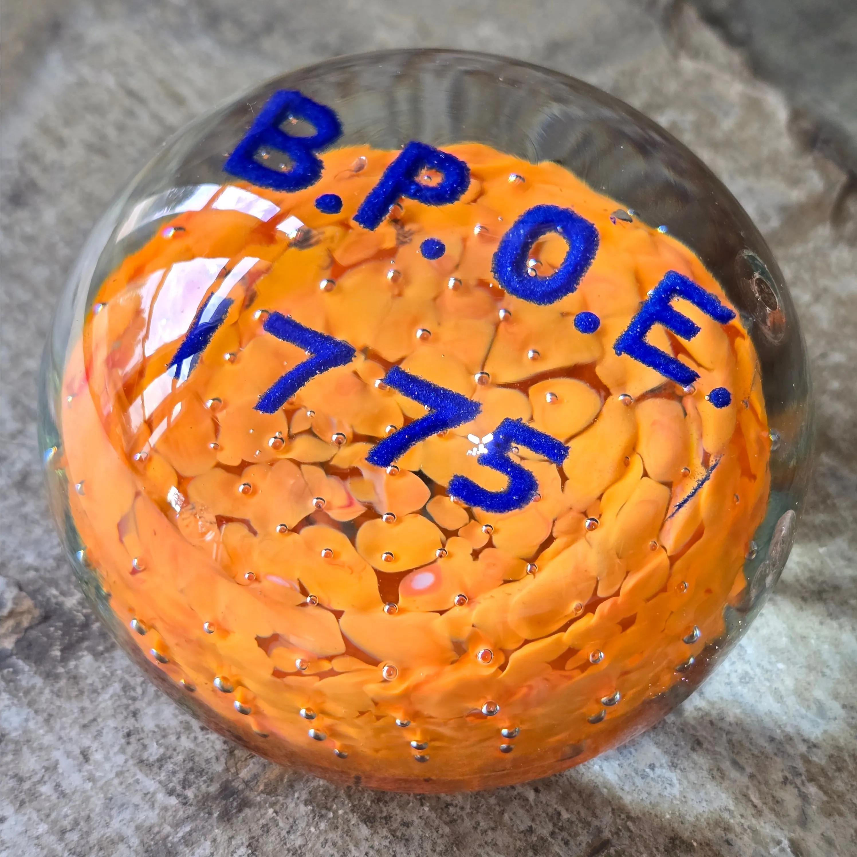Product image for Vintage BPOE 1775 Anniversary Bicentennial Art Glass Frit Paperweight Elks Club (WN-26)