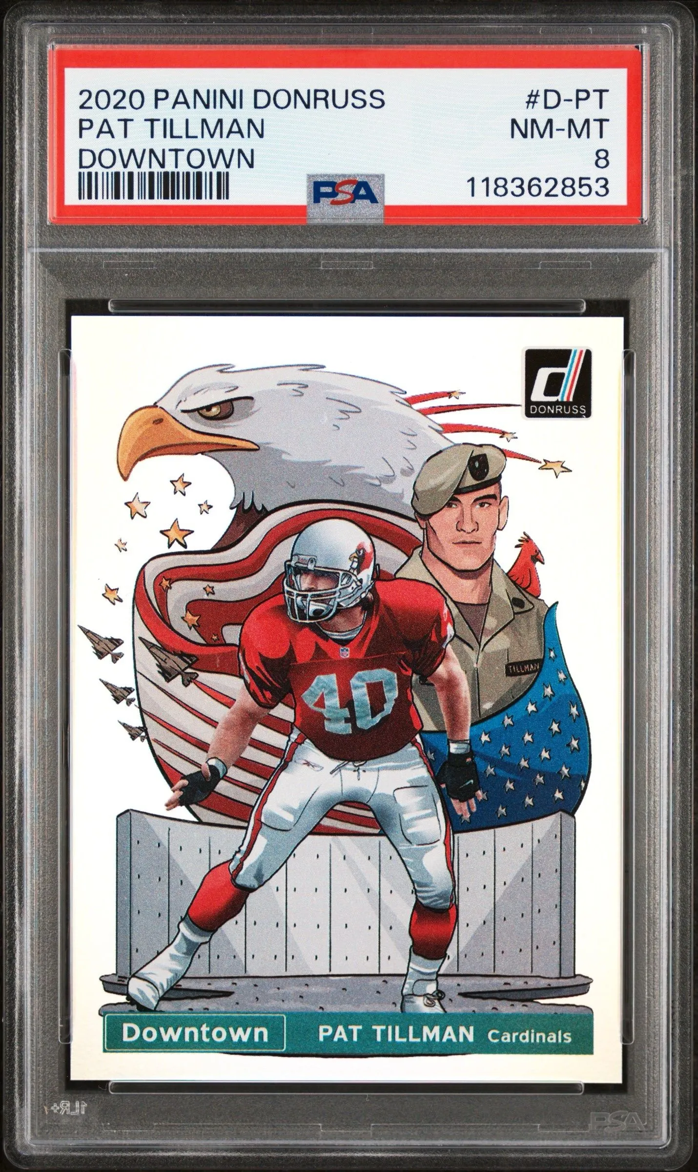 Product image for 2020 Panini Donruss Downtown! Pat Tillman #D-PT PSA 8