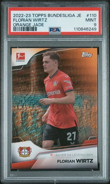 Product image for 2022-23 Topps Jade Edition Bundesliga Orange Jade /25 Florian Wirtz #110 PSA 9