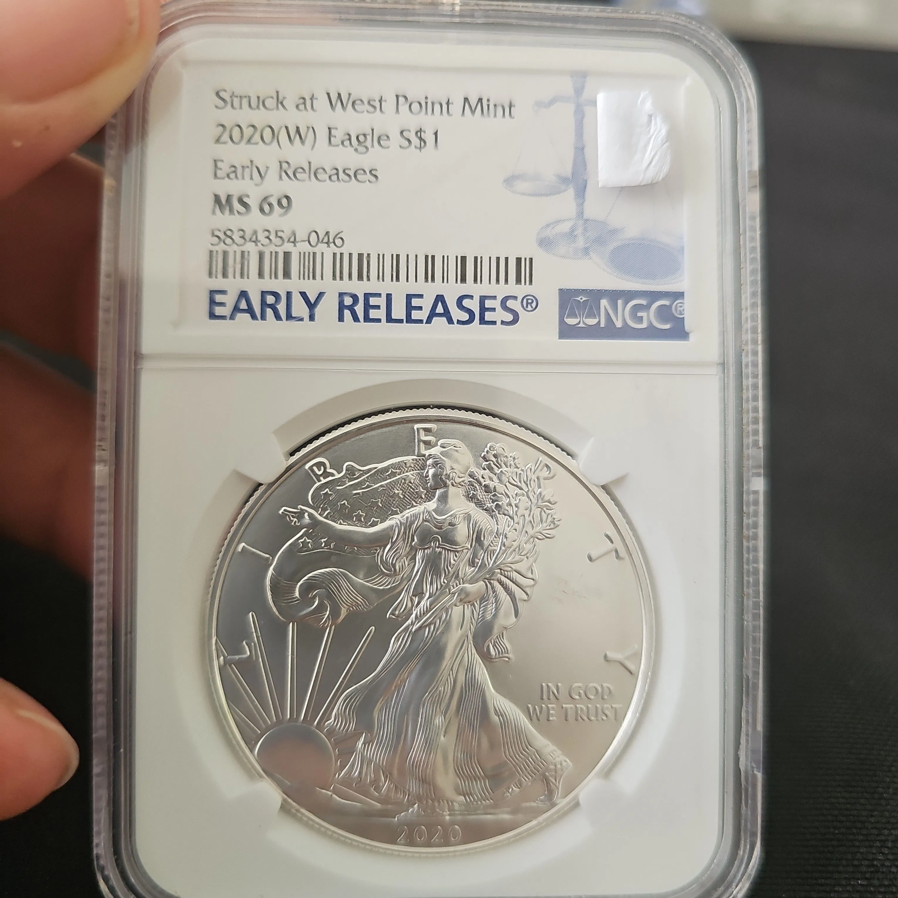Product image for 2020-W American Silver Eagle Dollar NGC MS-69 Early Release West Point Mint