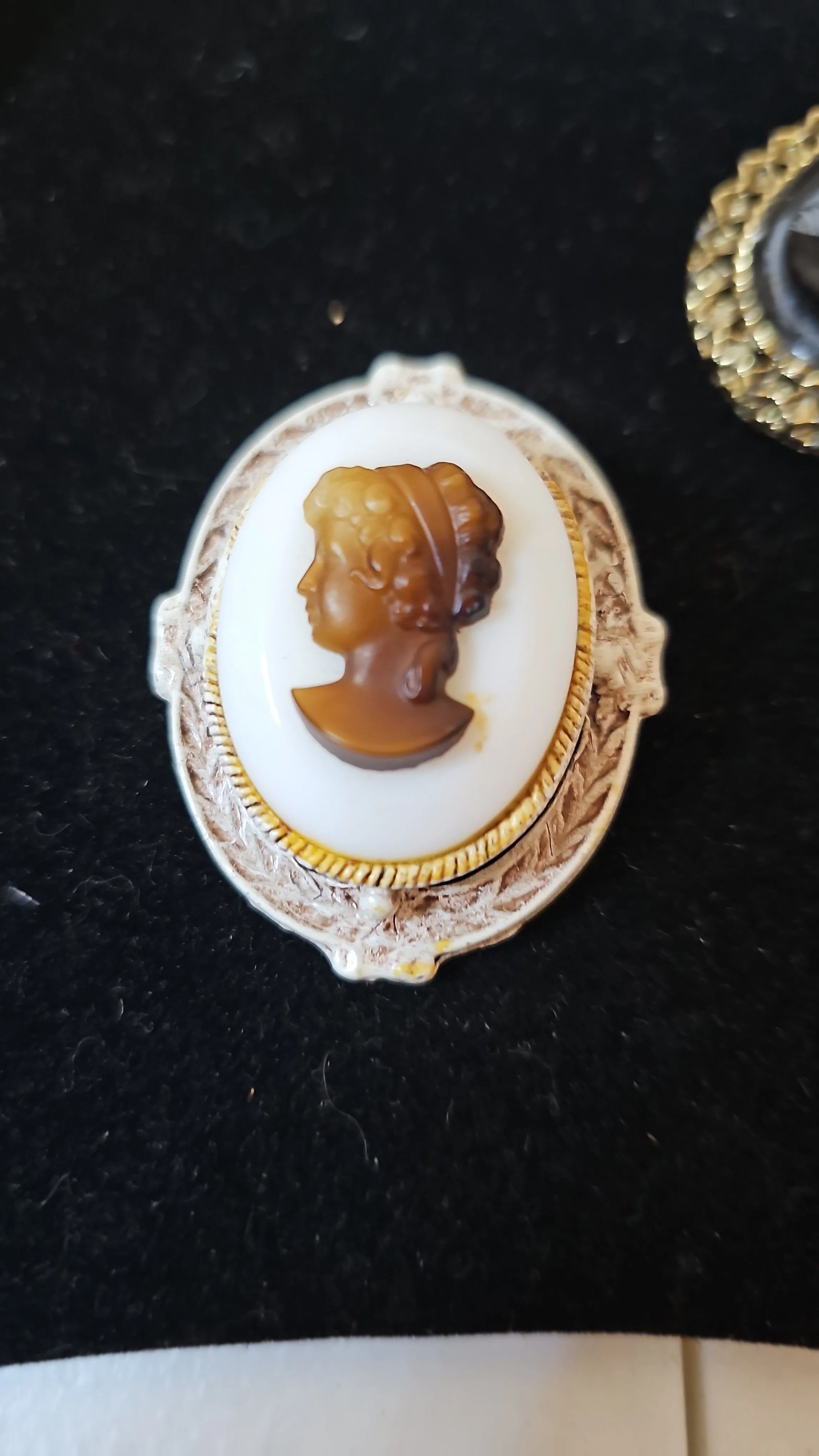 Product image for 018 W Germany? Milk Glass Cameo Brooch and Pendant 