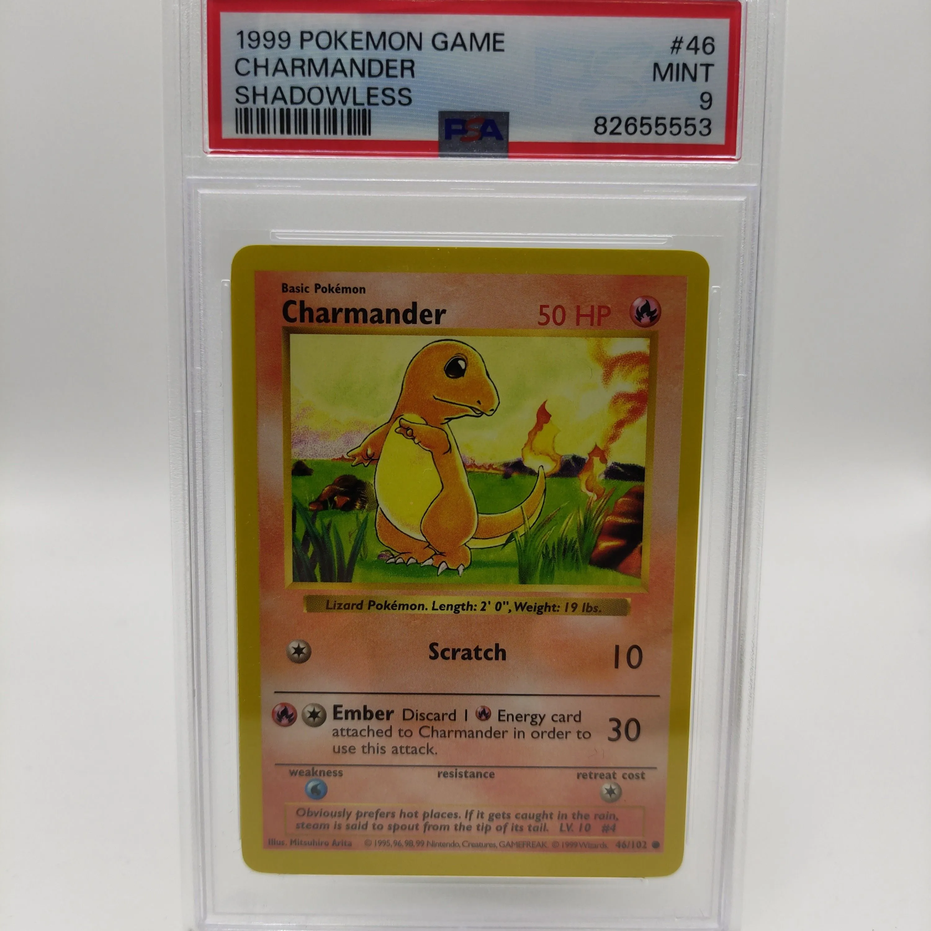 Product image for Base Set 1999 Pokemon Game Charmander Shadowless PSA MINT 9