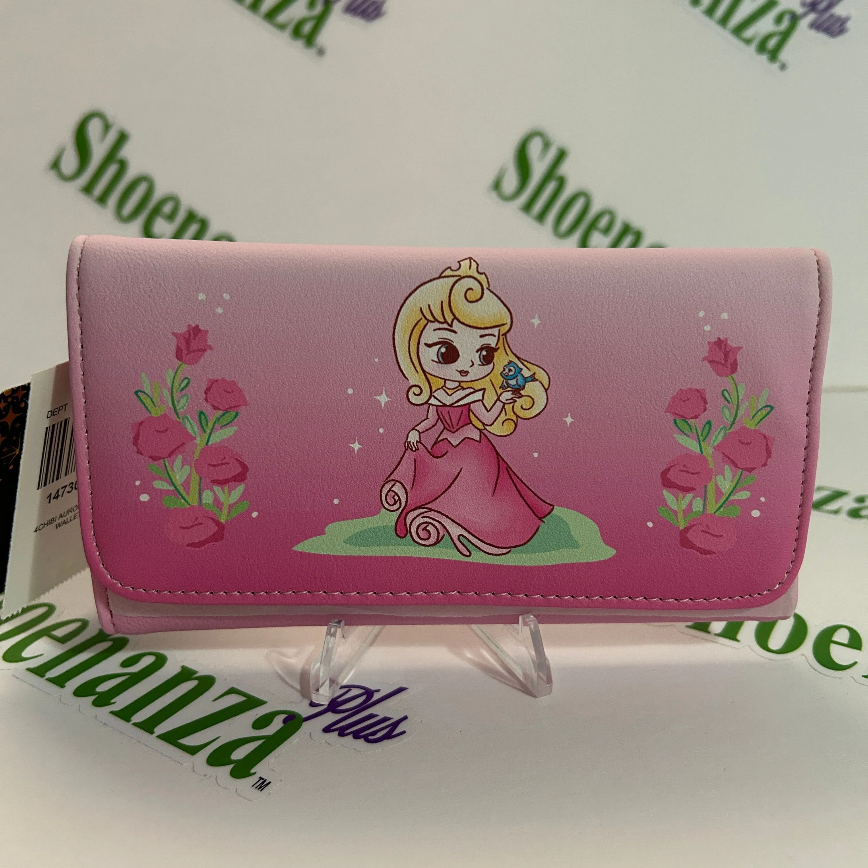 Product image for Loungefly Flap Wallet Disney Sleeping Beauty Aurora Chibi Floral Card Holder