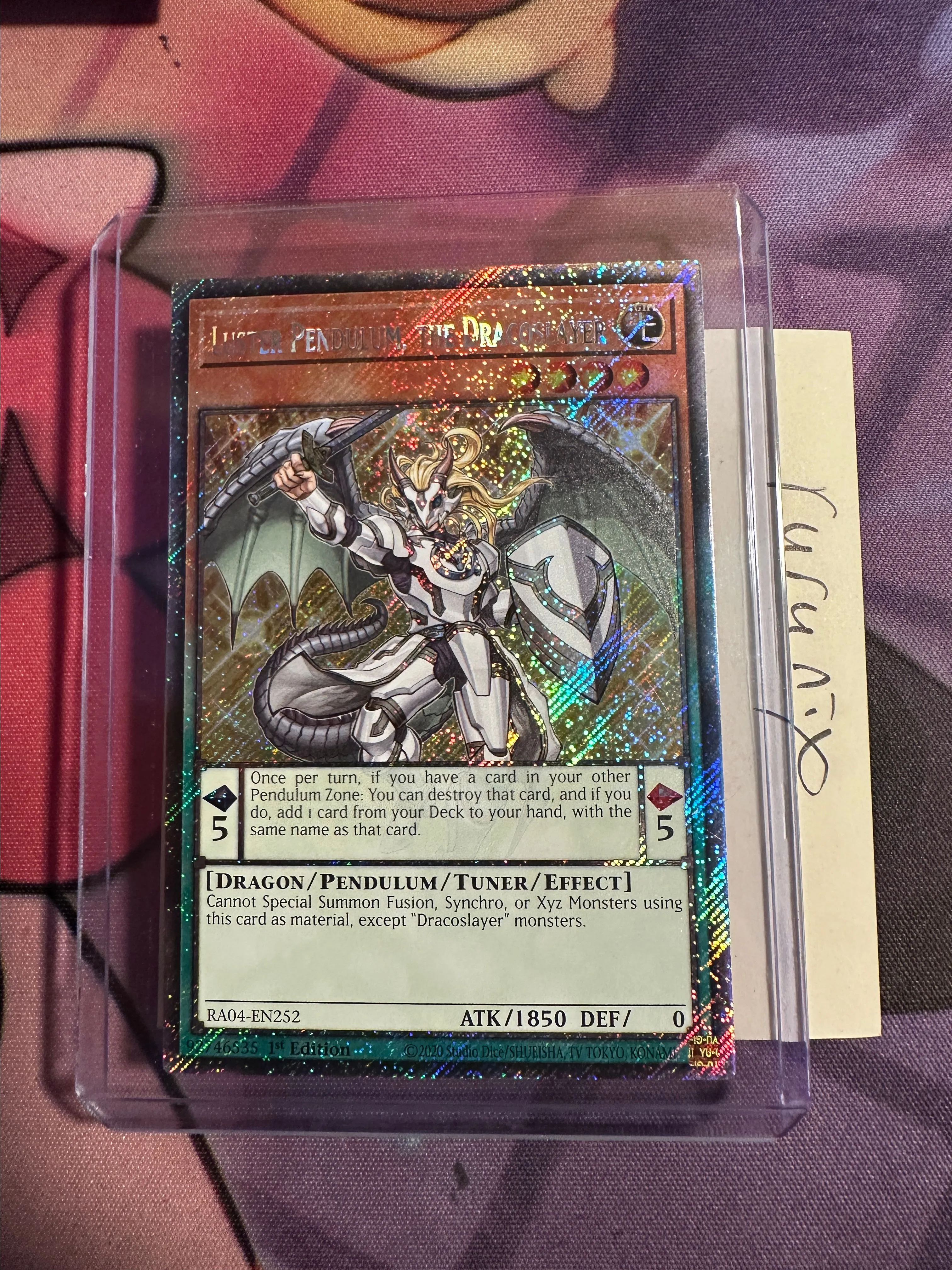 Yugioh Luster Pendulum the Dracoslayer (Platinum Secret Rare) RA04-EN252 -  Quarter Century Stampede  Whatnot: Shop, Sell, Connect