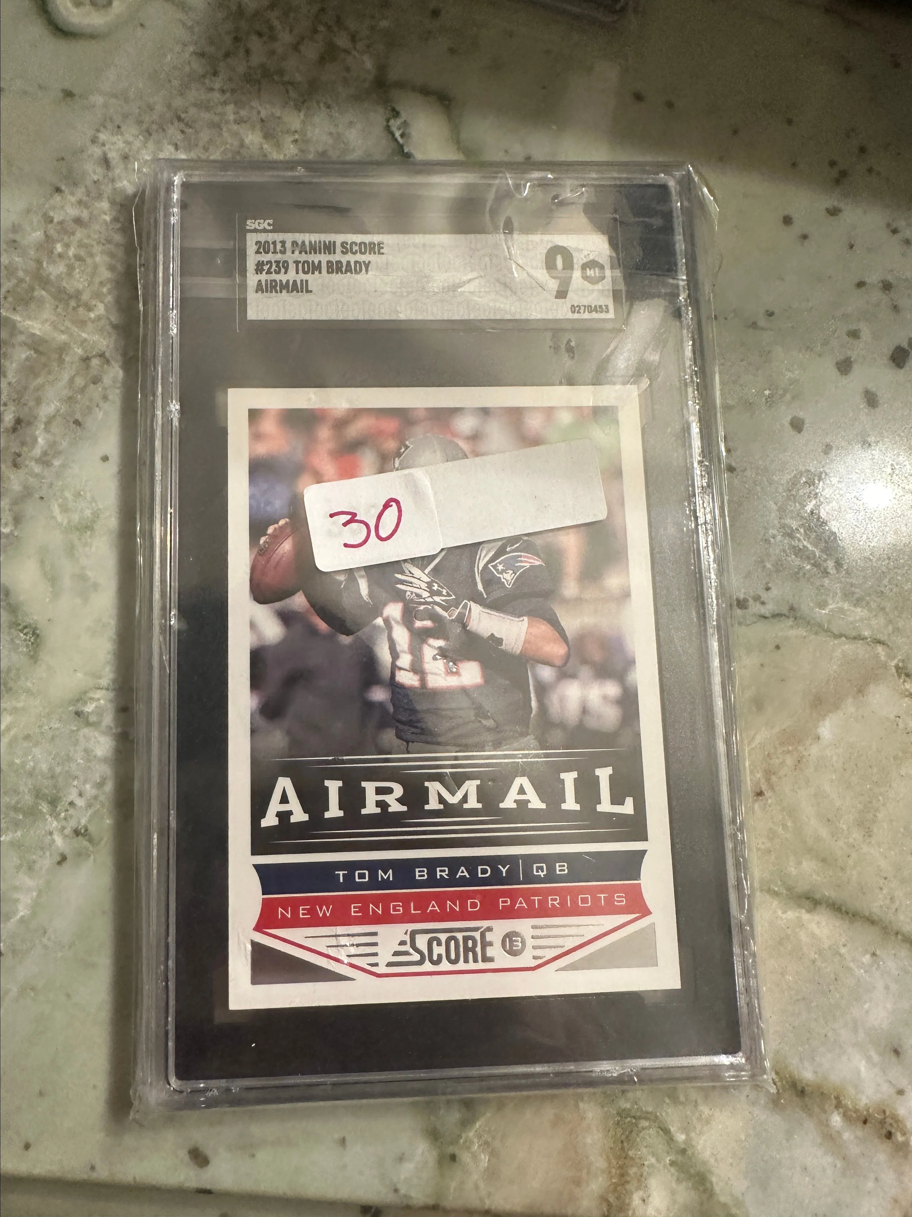Product image for TOM BRADY 2013 PANINI SCORE AIRMAIL SGC 9