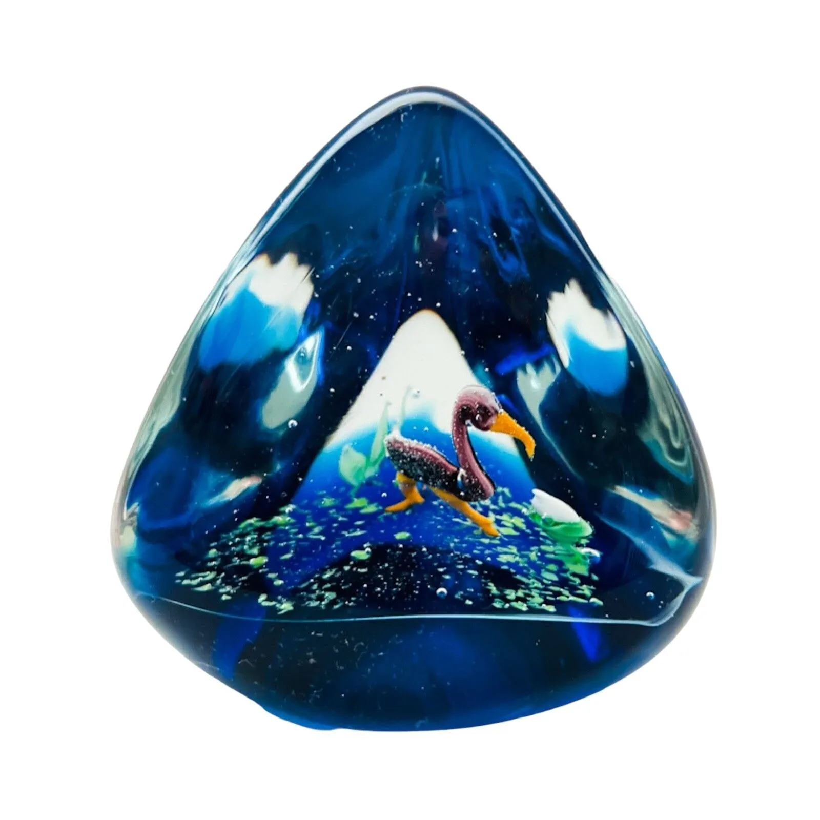 Product image for Vintage Cobalt Blue Water Scene Design Triangle Paperweight