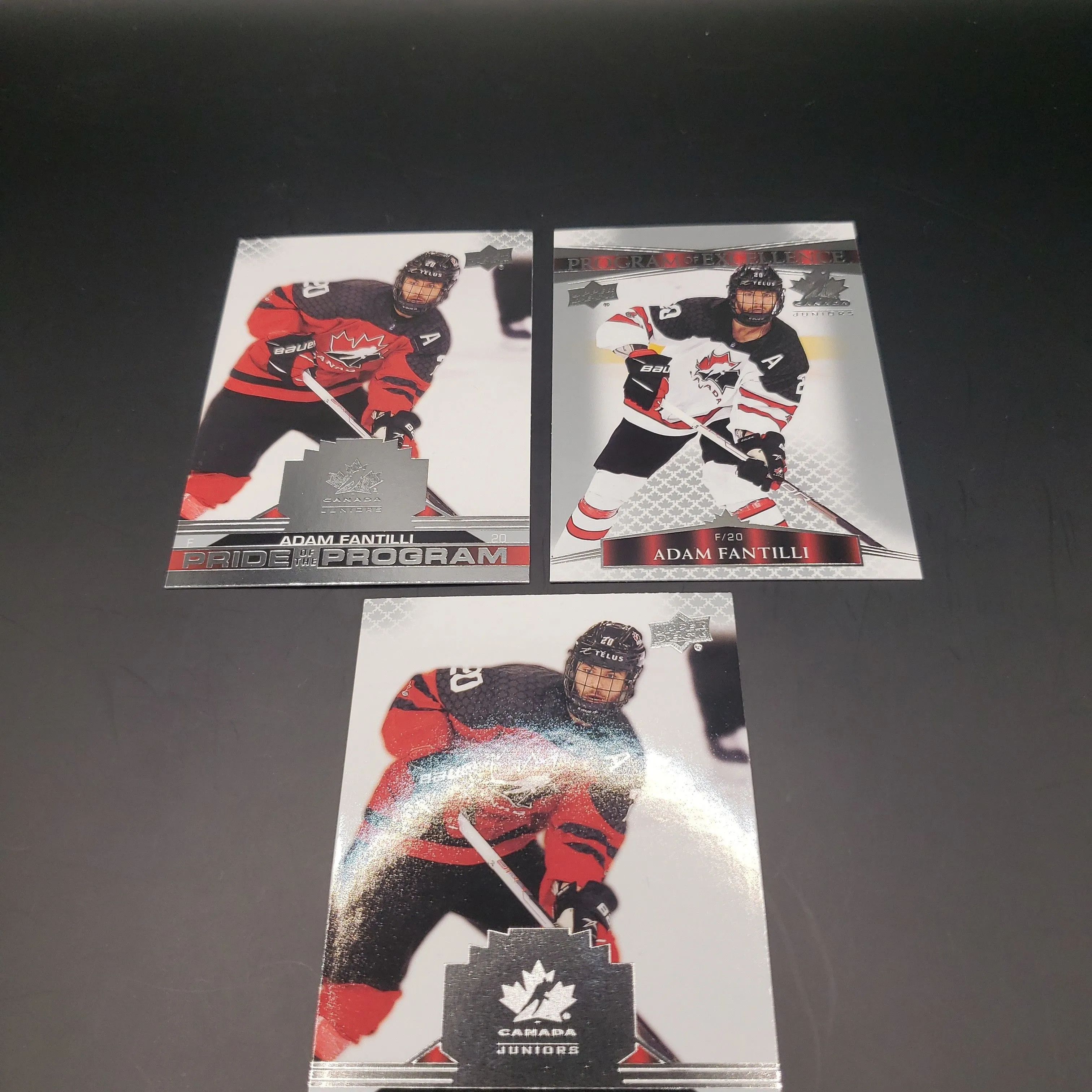 Product image for Adam Fantilli Lot Of 3 Team Canada Juniors Cards Columbus Blue Jackets (Hockey)
