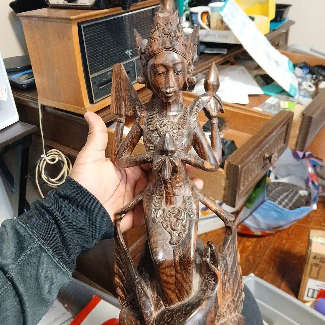 Product image for Wooden Carved Siamese Staute