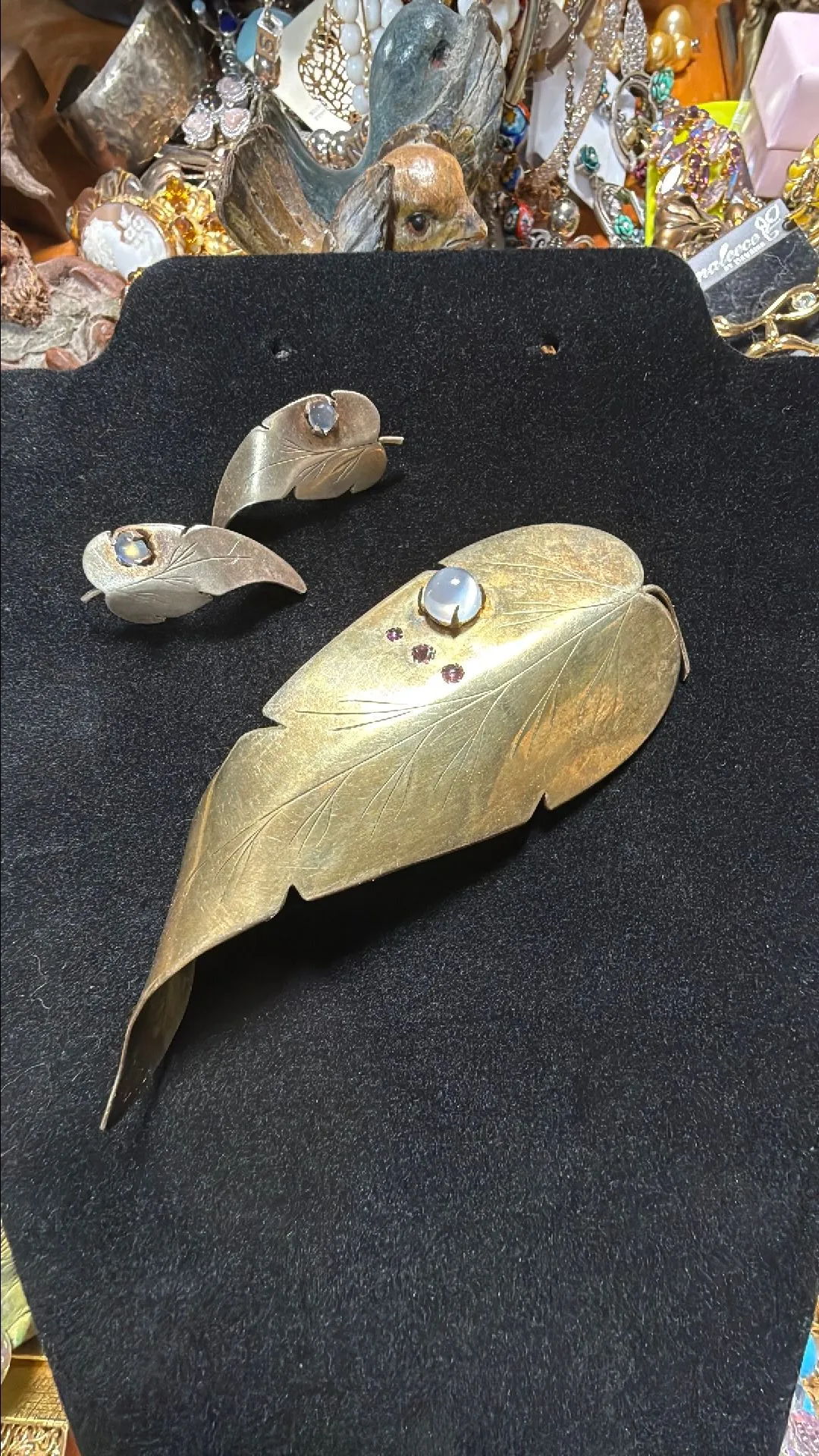 Product image for Vintage large sterling pin and earrings