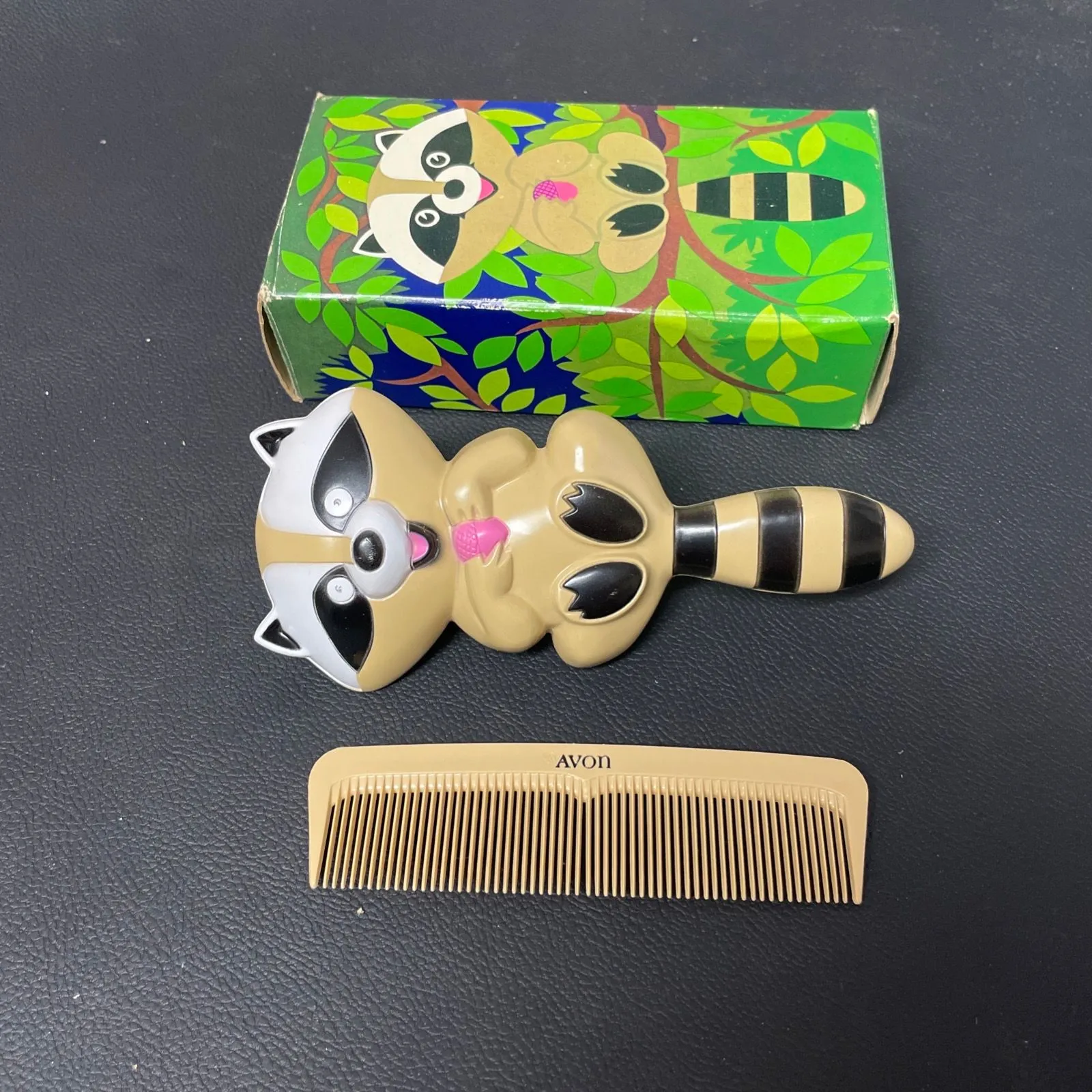 Product image for Vintage Avon Reggie Raccoon Hair Brush & Comb with Box New Old Stock