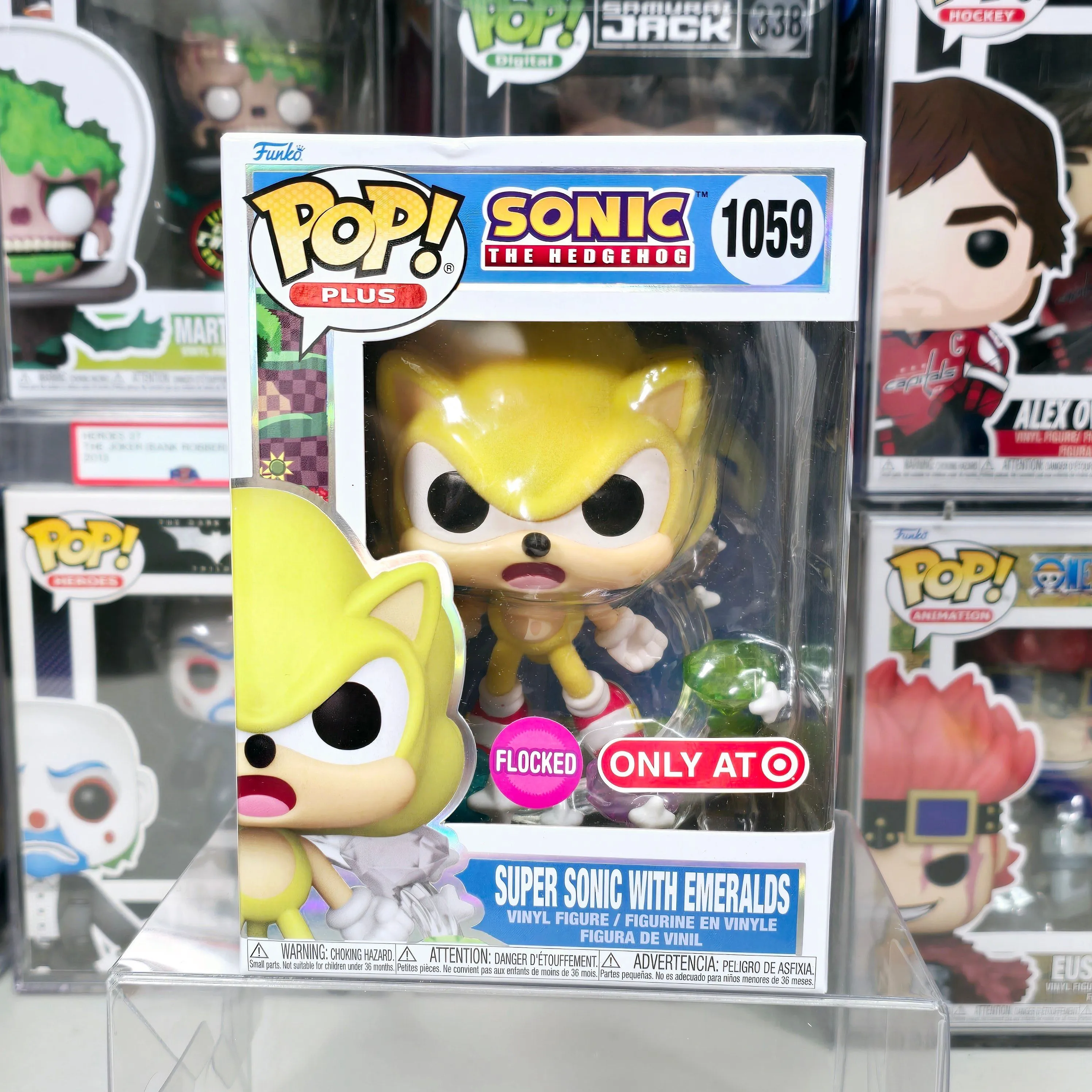 Product image for Pop Plus - Sonic The Hedgehog - Super Sonic with Emeralds (Flocked) Target Exclusive Funko Pop 1059