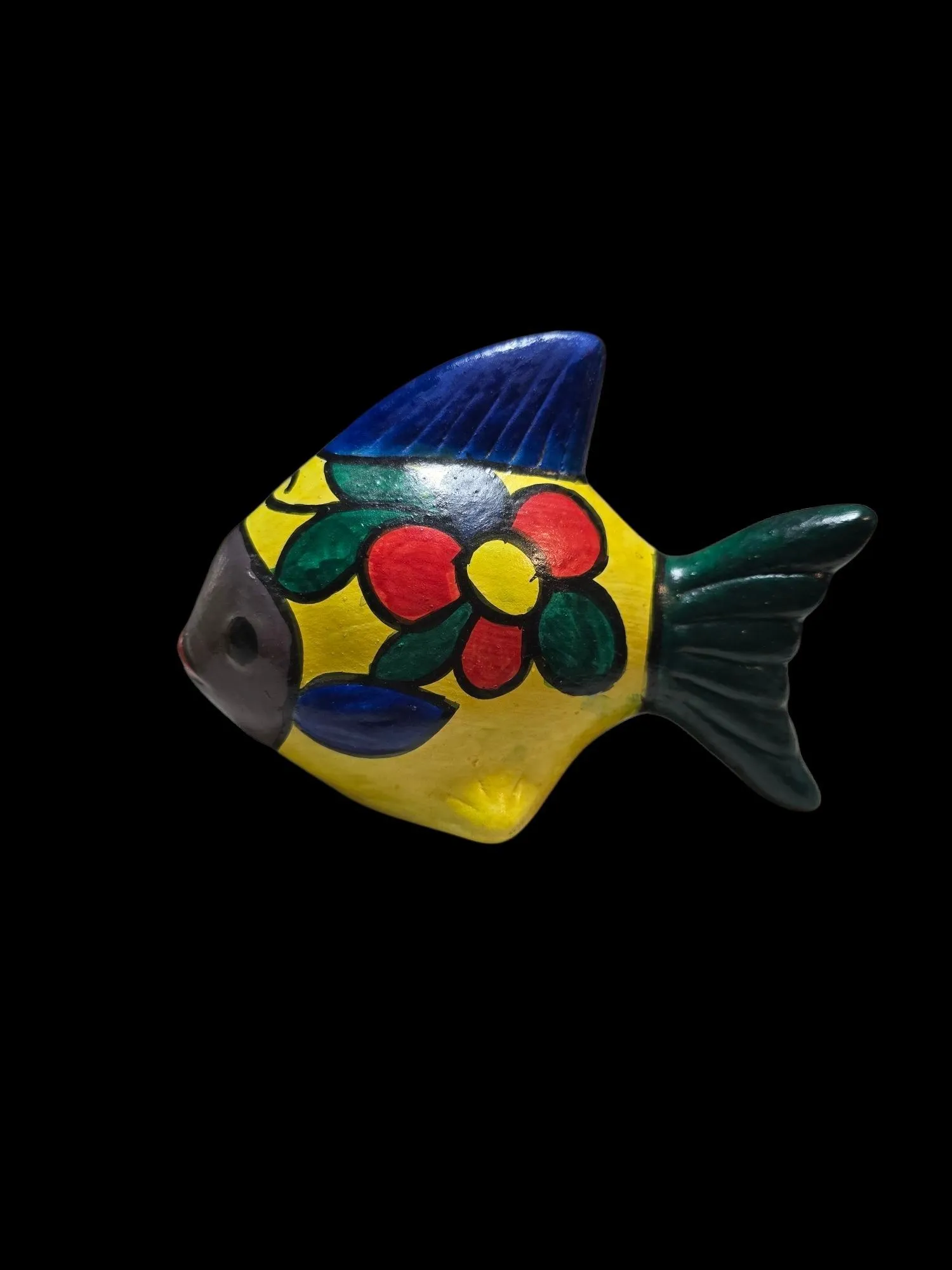 Product image for 002a Vintage Mexican Terracotta Fish Handpainted  5"