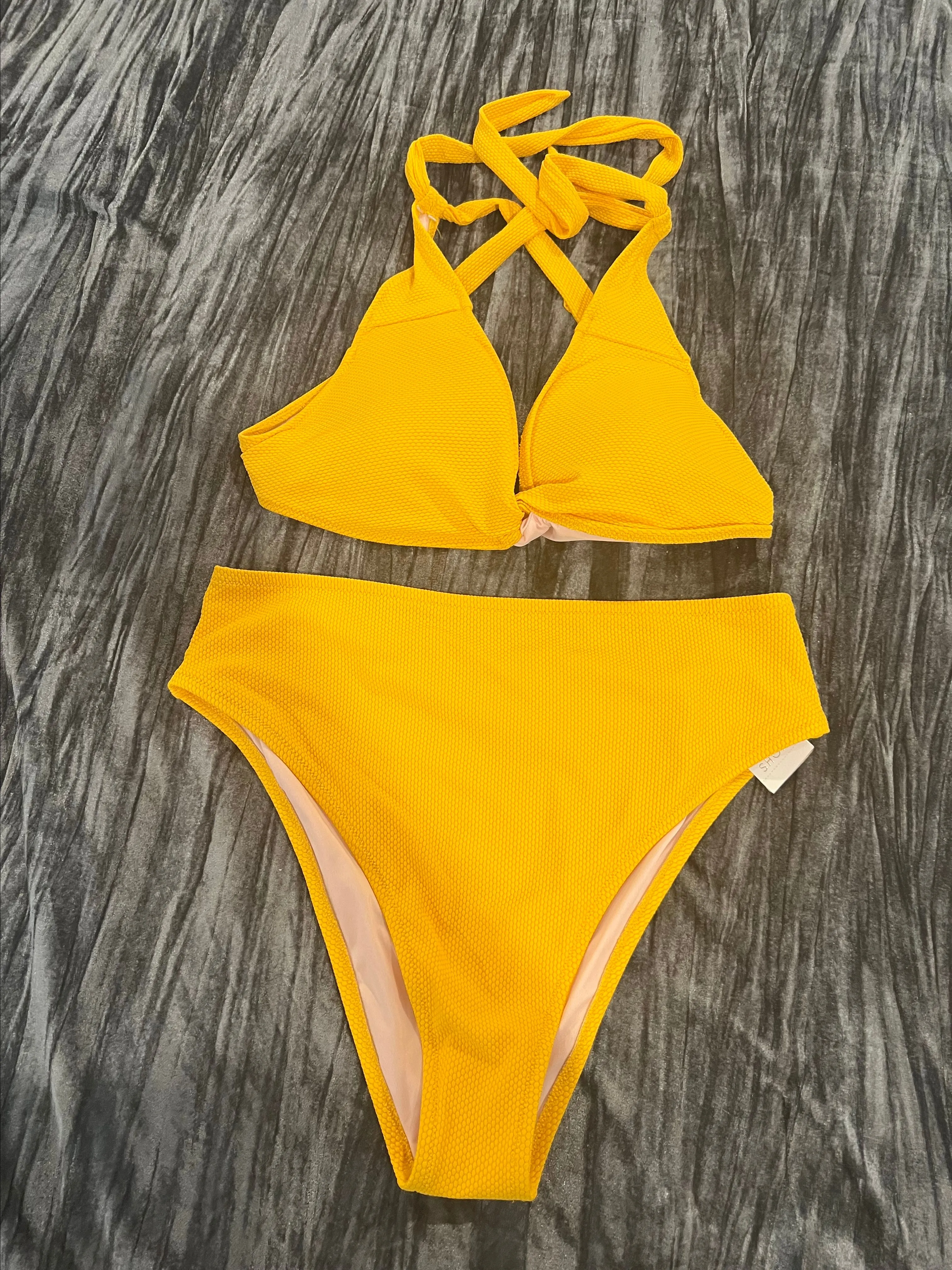 Product image for Vibrant Yellow Bikini Set Top 36C Bottoms M by shade shore