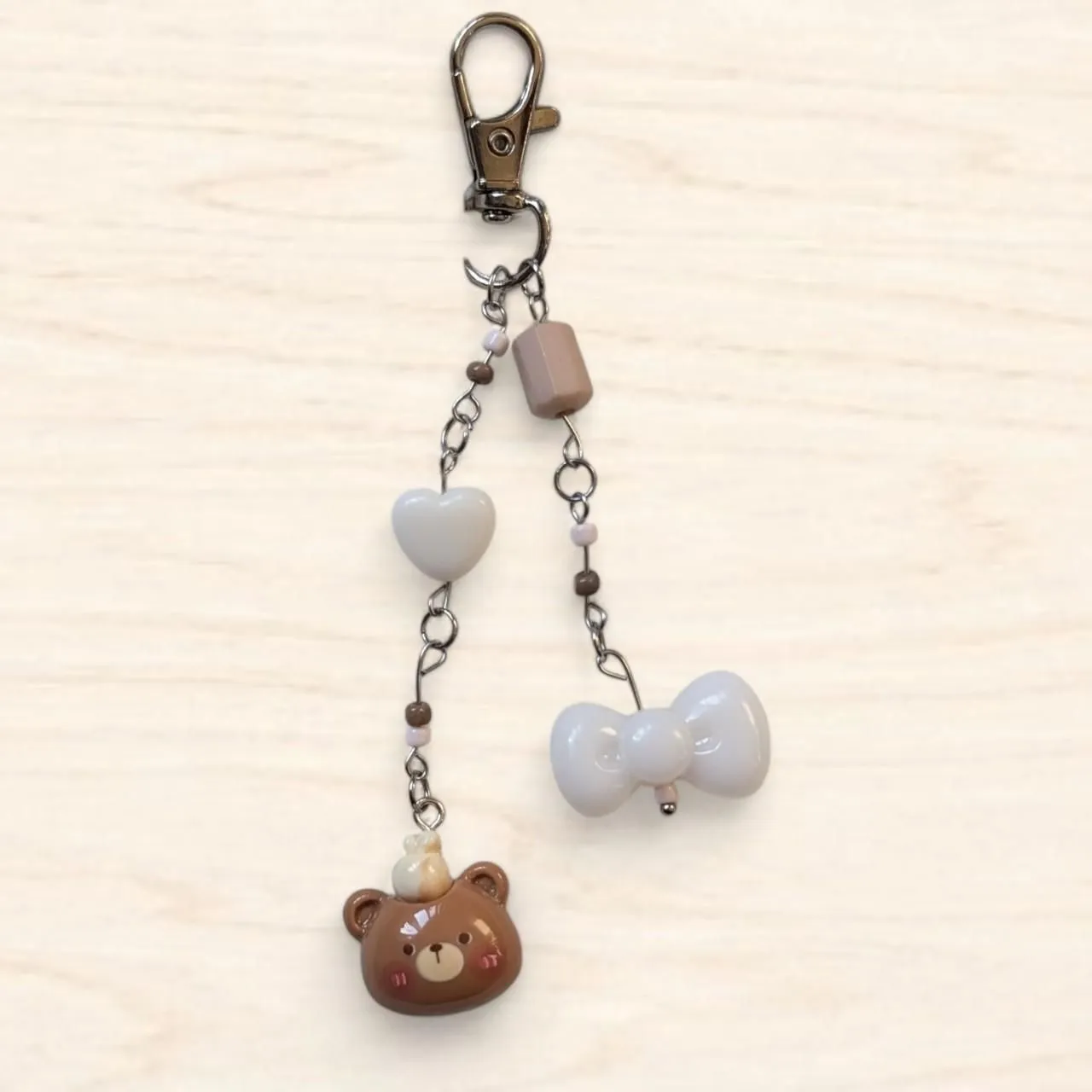 Product image for Mocha Babies Handmade Keychain Bag Charm - Bow Bear 🐻