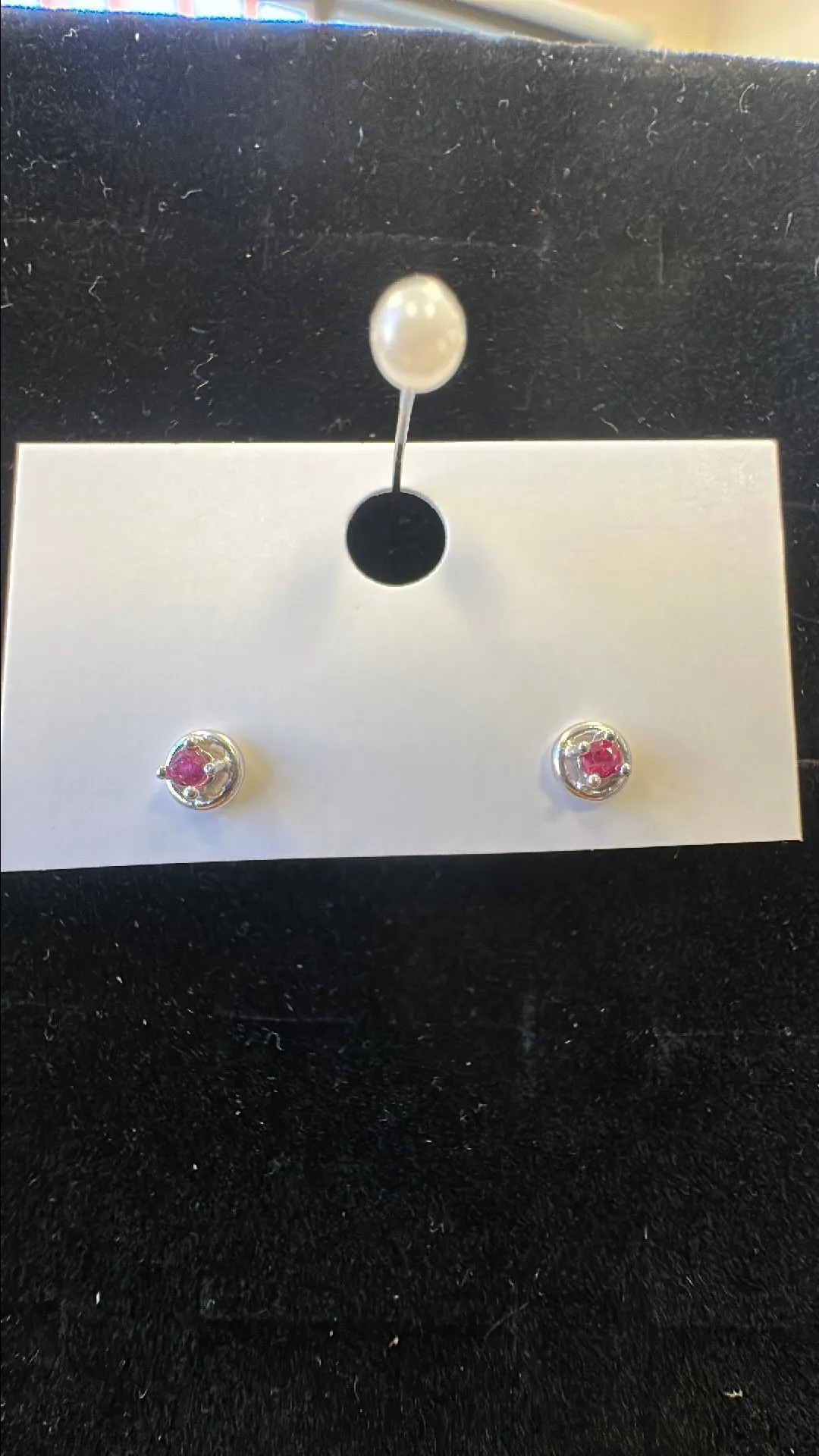 Product image for Case of 100 pieces Sterling Silver Natural Ruby Stud Earrings