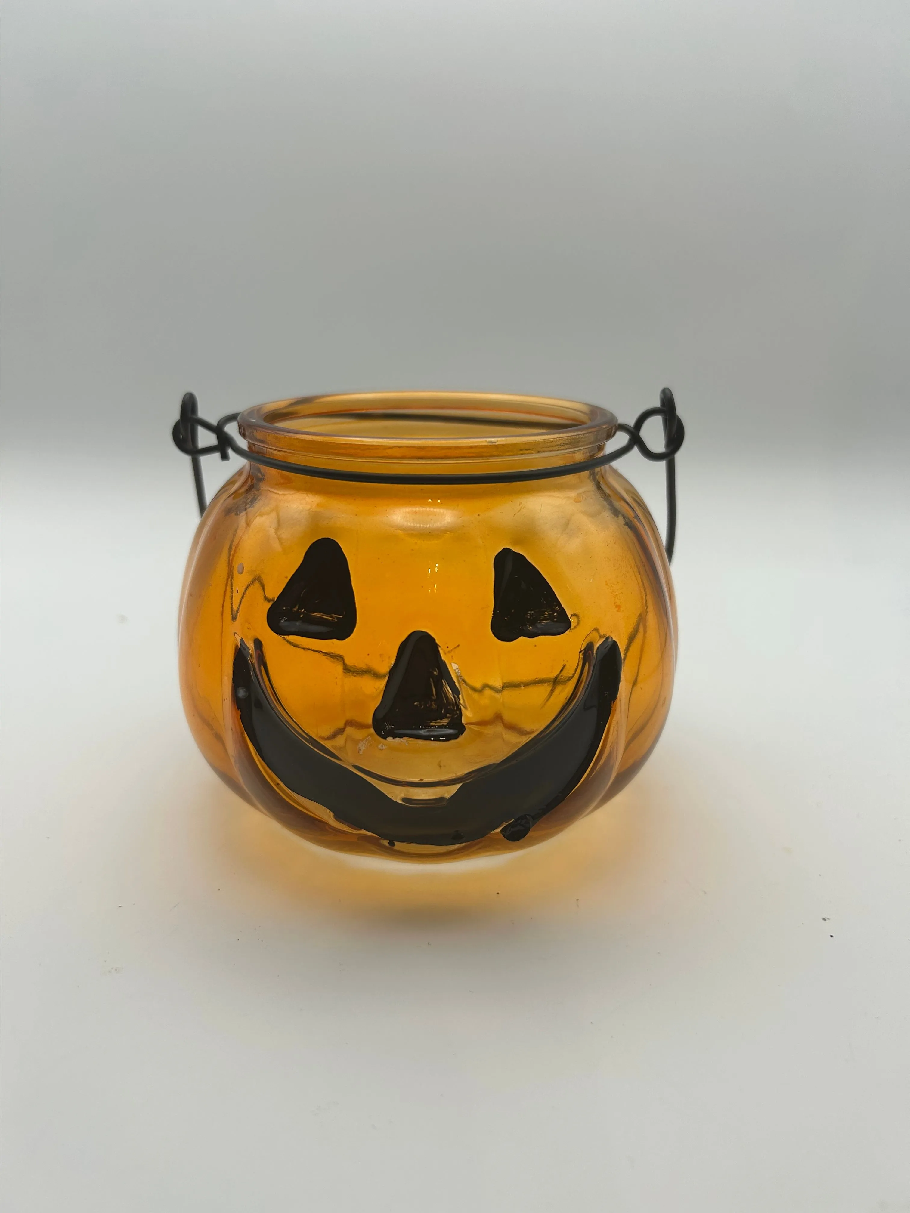 Product image for #45 Glass jack-o'-lantern candle holder