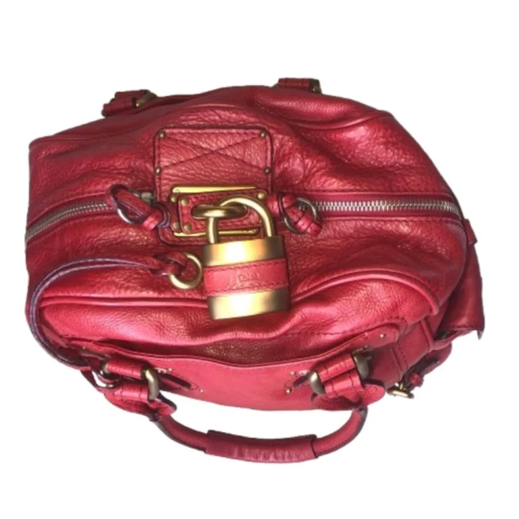 Product image for CHLOE Paddington Red Leather Lock Bag Comes with: Padlock, Key, COA, Dust Bag
