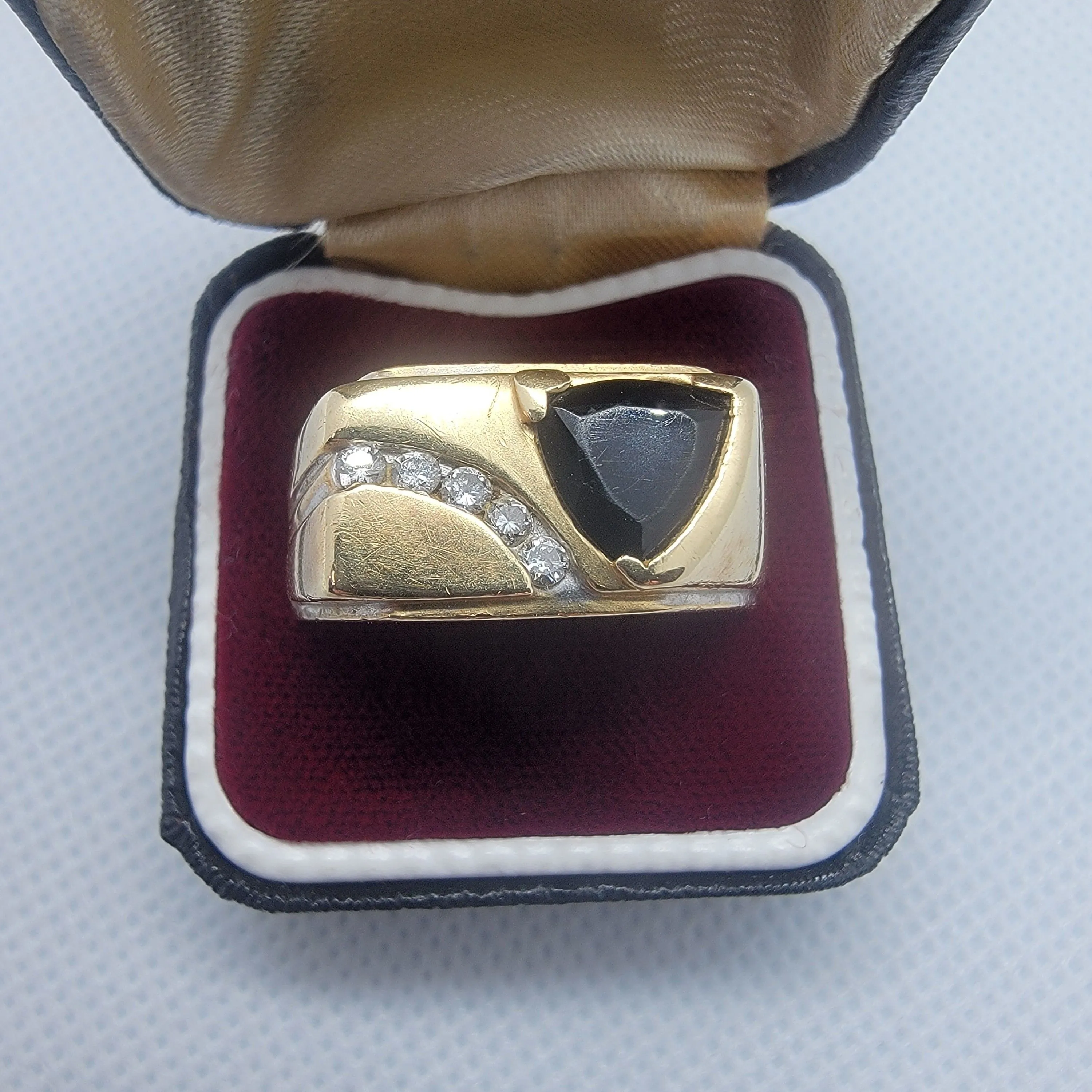 Product image for Heavy Men's 14K Gold Ring / Diamond & Onyx ✨️ Sz 11.5 ✨️ 9.53 grams