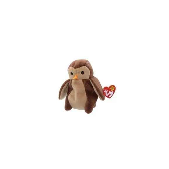Product image for Ty Beanie Baby Hoots Owl Stuffed Animal Brown Tan