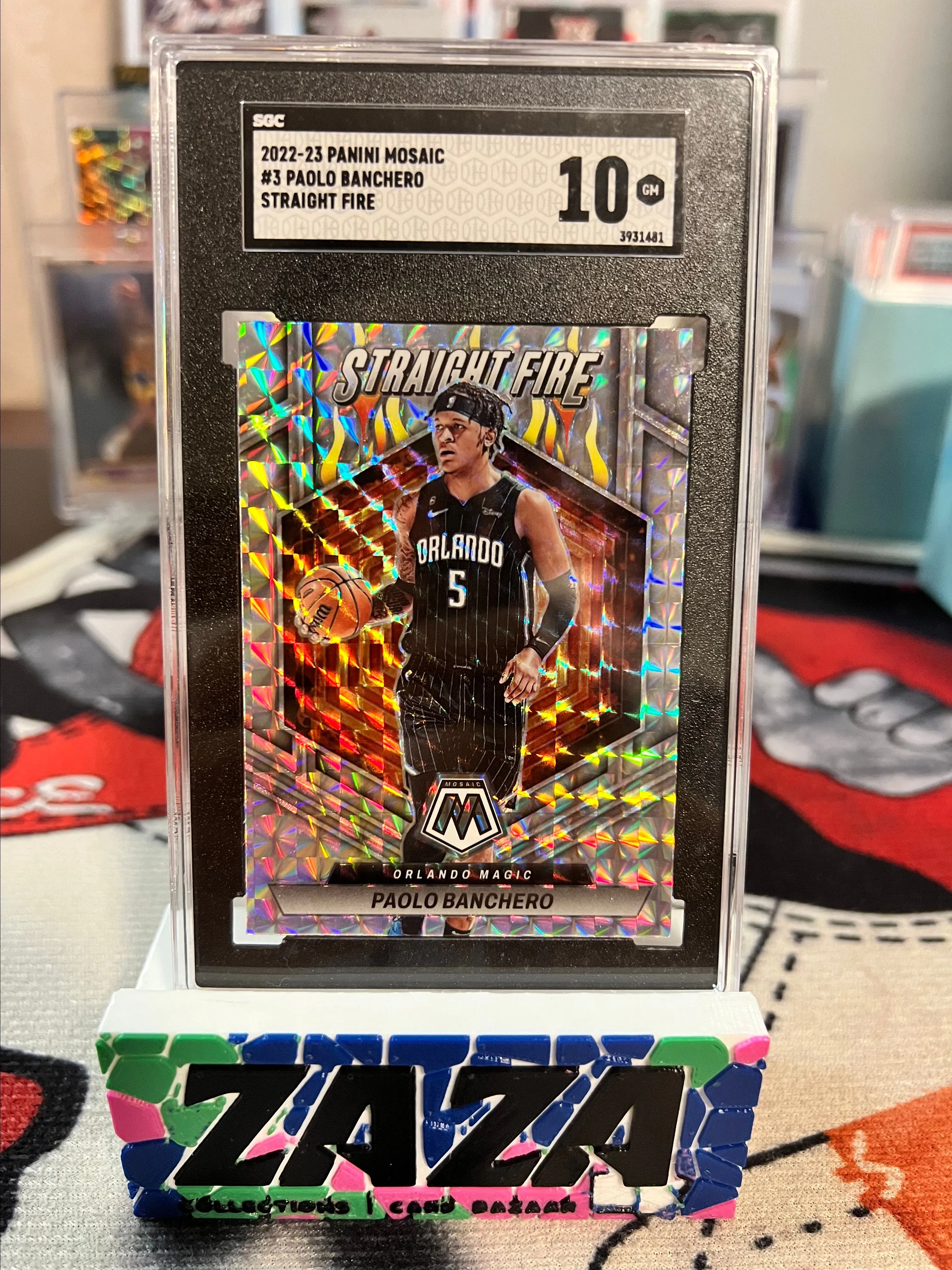 Product image for 2022 Panini Mosaic Paolo Banchero RC Straight Fire #3 Prizm Insert SP SGC GM 10!