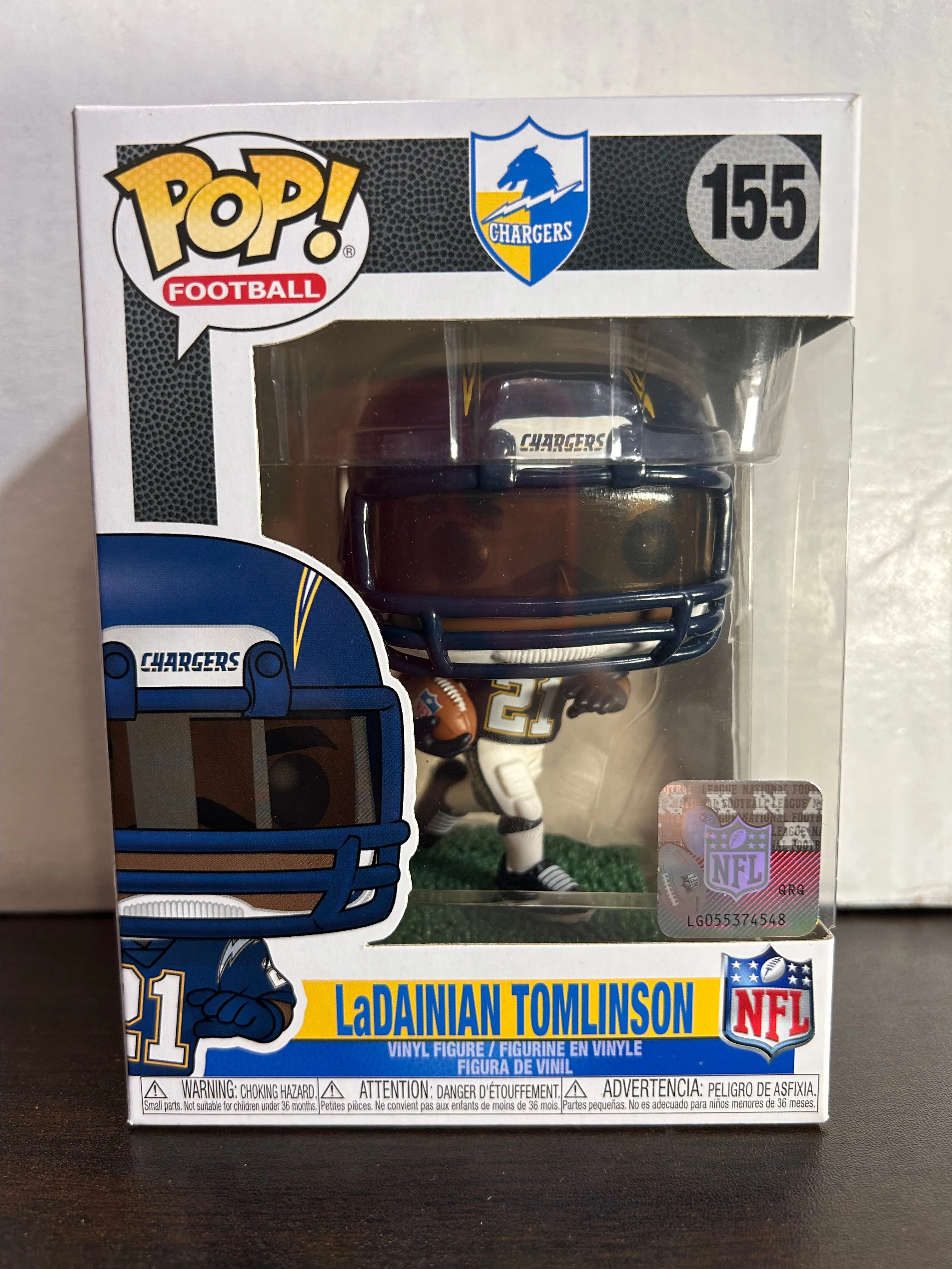 Product image for LaDainian Tomlinson NFL Los Angeles Chargers Football Funko Pop 155 With Prot