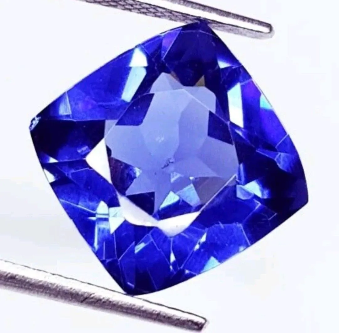 Product image for 10.62 Ct Natural Loose Blue Zoisite Tanzanite-Like Cushion Cut Gemstone W/Chip On Top. See Pics. Hea
