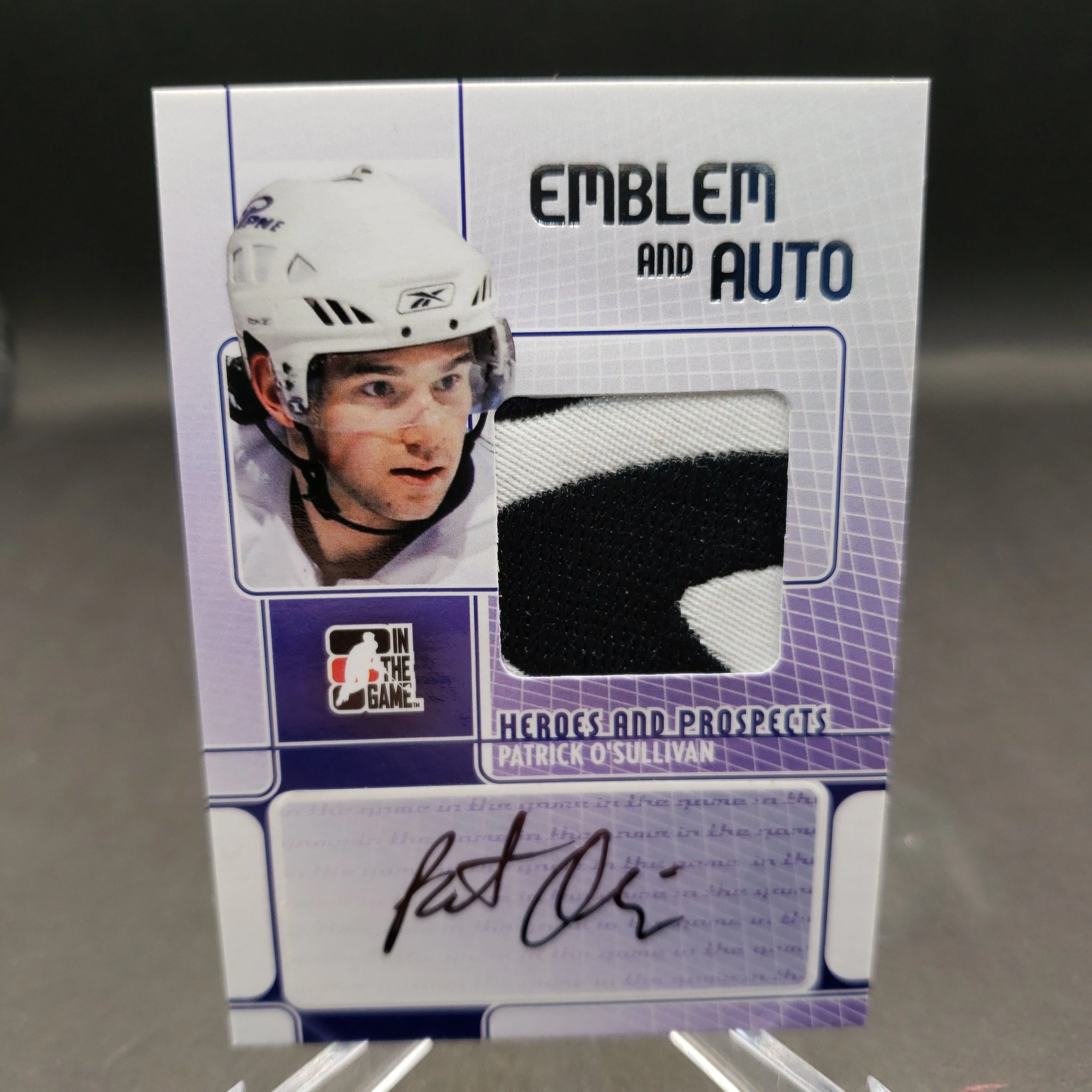 Product image for Patrick O'Sullivan Emblem And Auto Autographed Jersey Relic Card  Edmonton Oilers (Hockey)