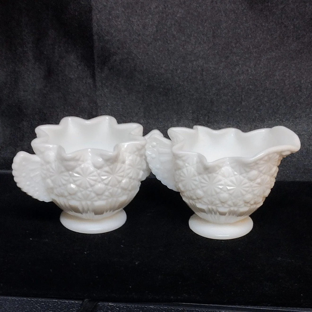 Product image for Fenton Winged Milk Glass Creamer and Sugar