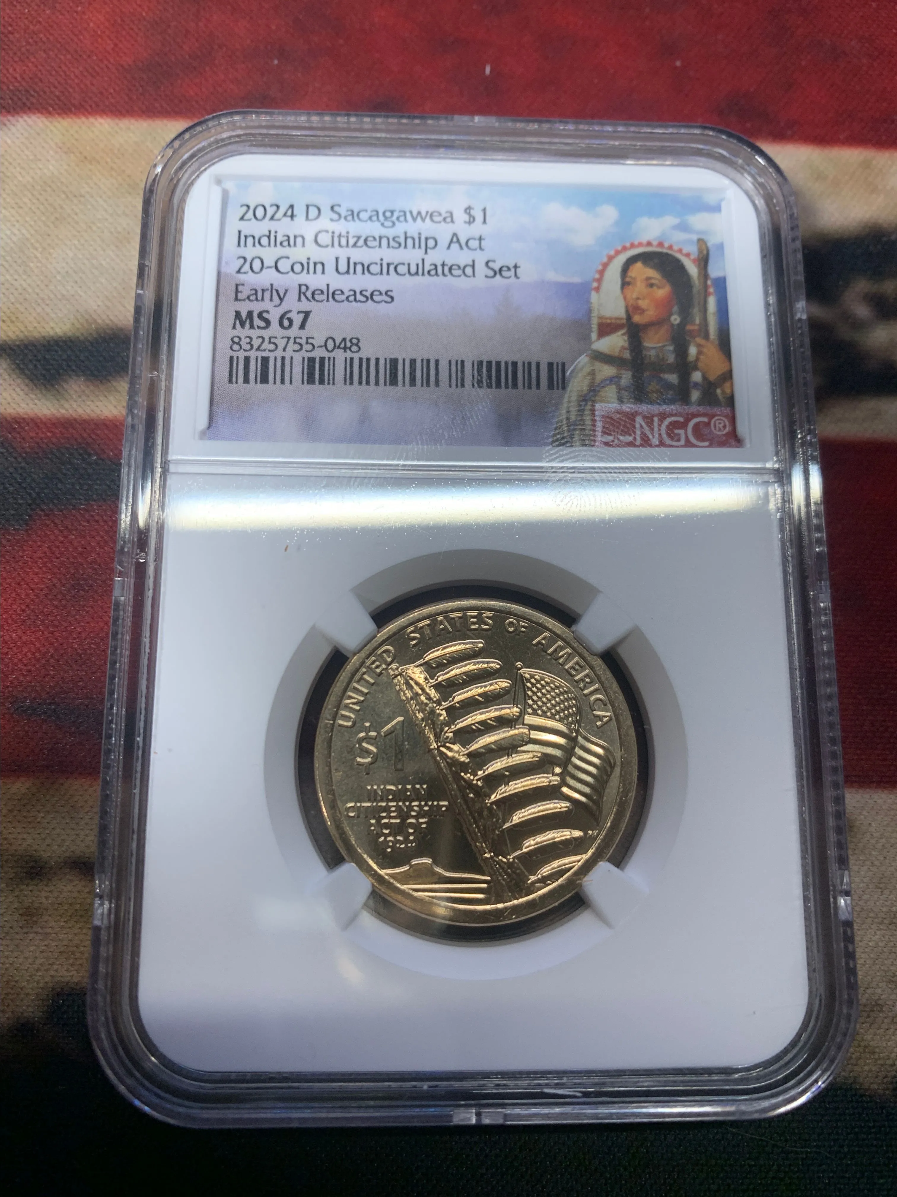Product image for 2024-D EARLY RELEASES MS 67 Sacagawea $1 Indian Citizenship Act 100 Anniversary ONLY 98 HIGHER GRADED