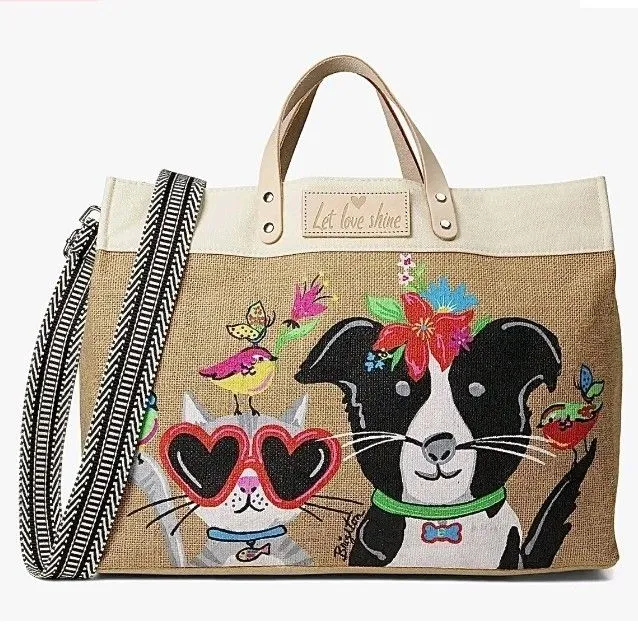 Product image for BRIGHTONBEST PALS EAST WEST BURLAP TOTE