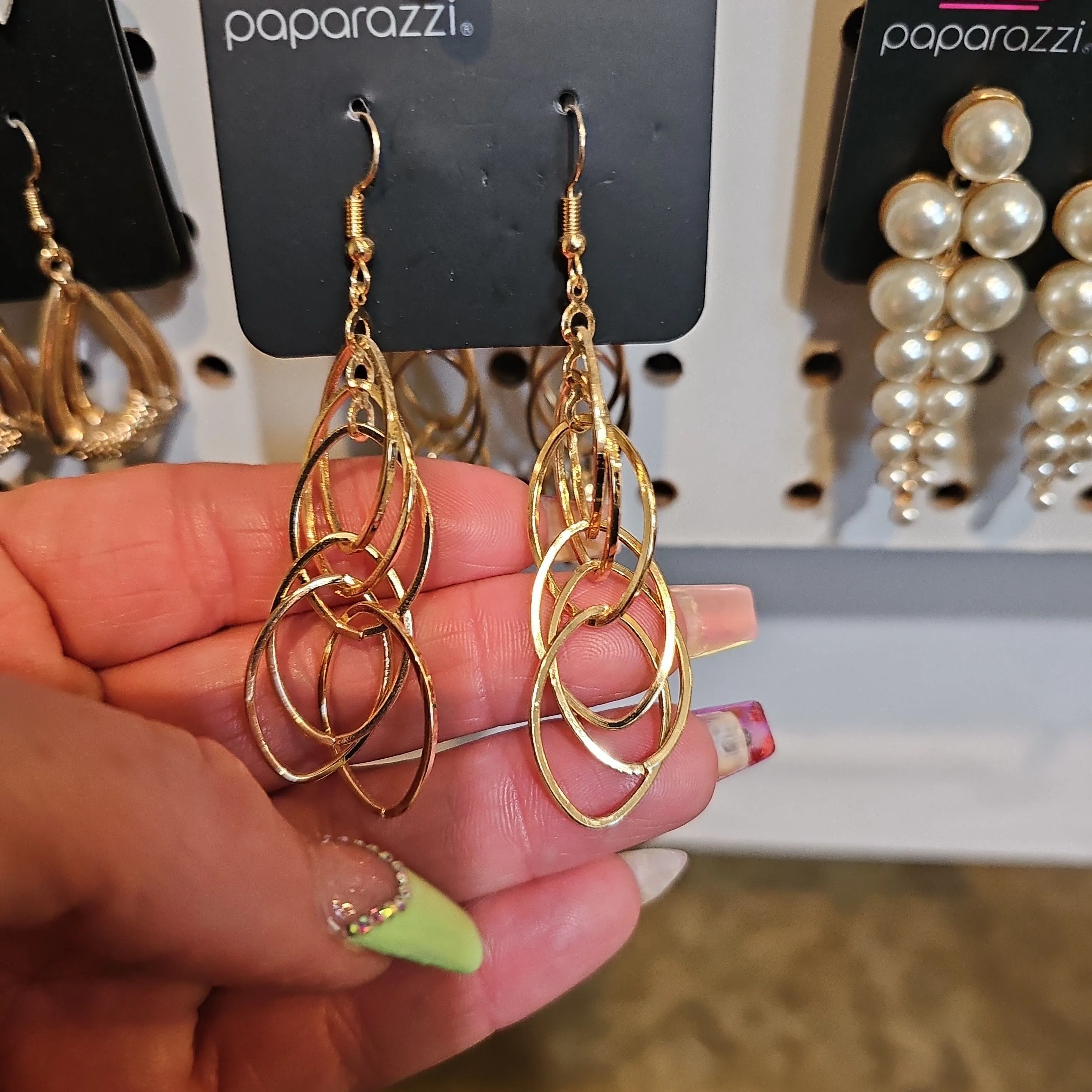 Product image for Gold Oval dangle earrings