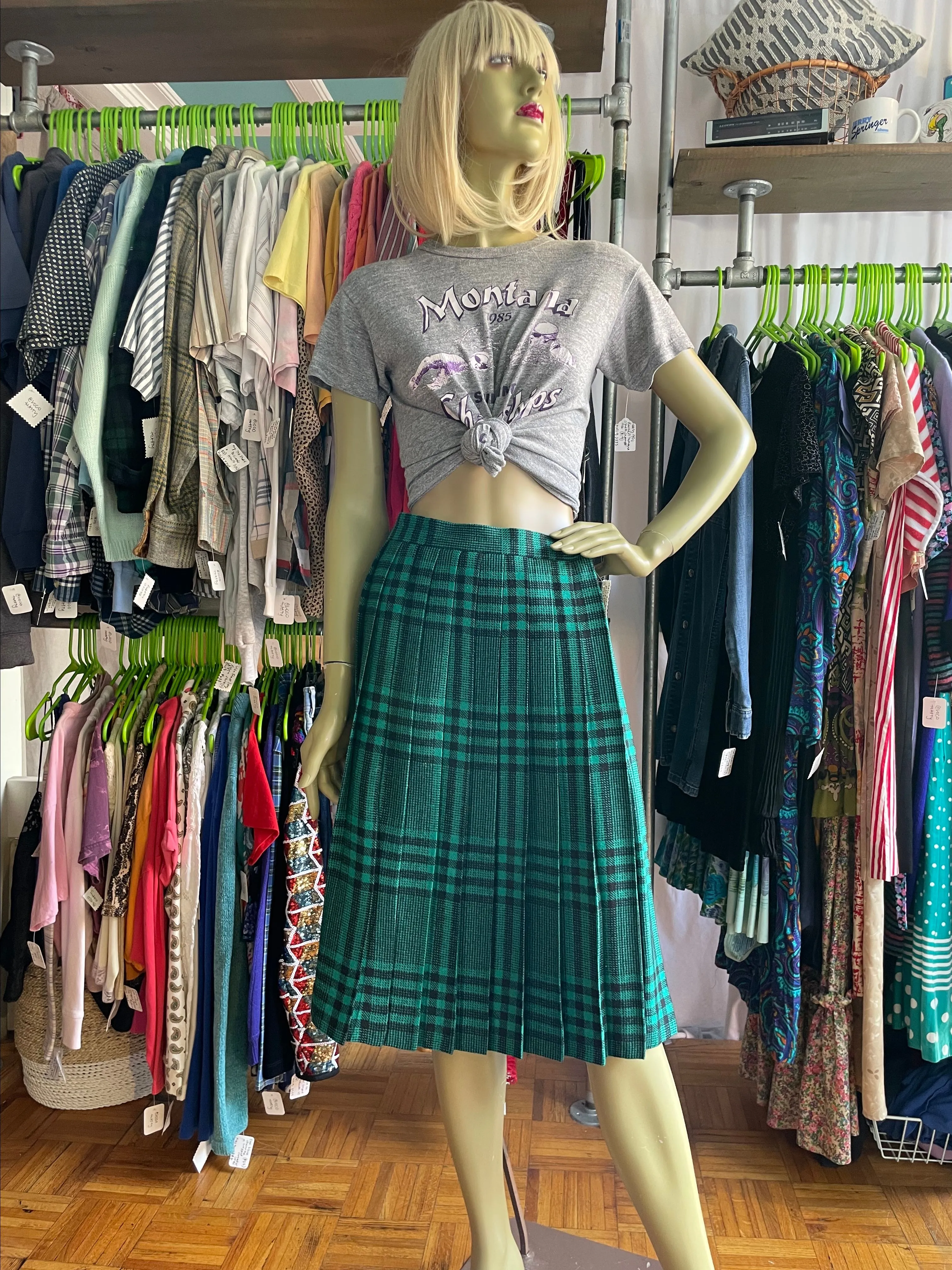 Product image for Vintage 80s Diane Von Furstenberg Plaid Midi Skirt