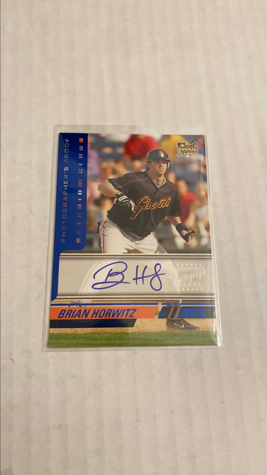 Product image for Brian Horwitz 2008 Stadium Club Rookie On Card Auto Photographer's Proof Blue #90/99     Giants
