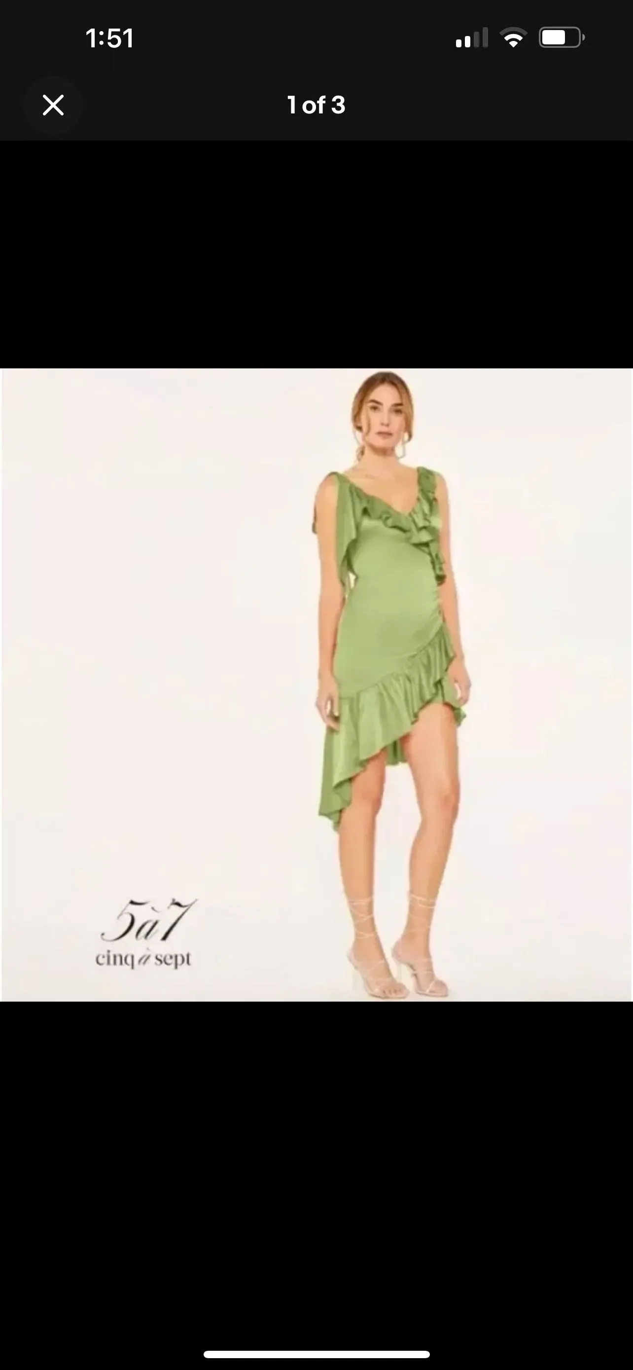 Product image for Cinq á Sept Petunya Ruffle Silk Dress in Prickly Pear Green Size 10