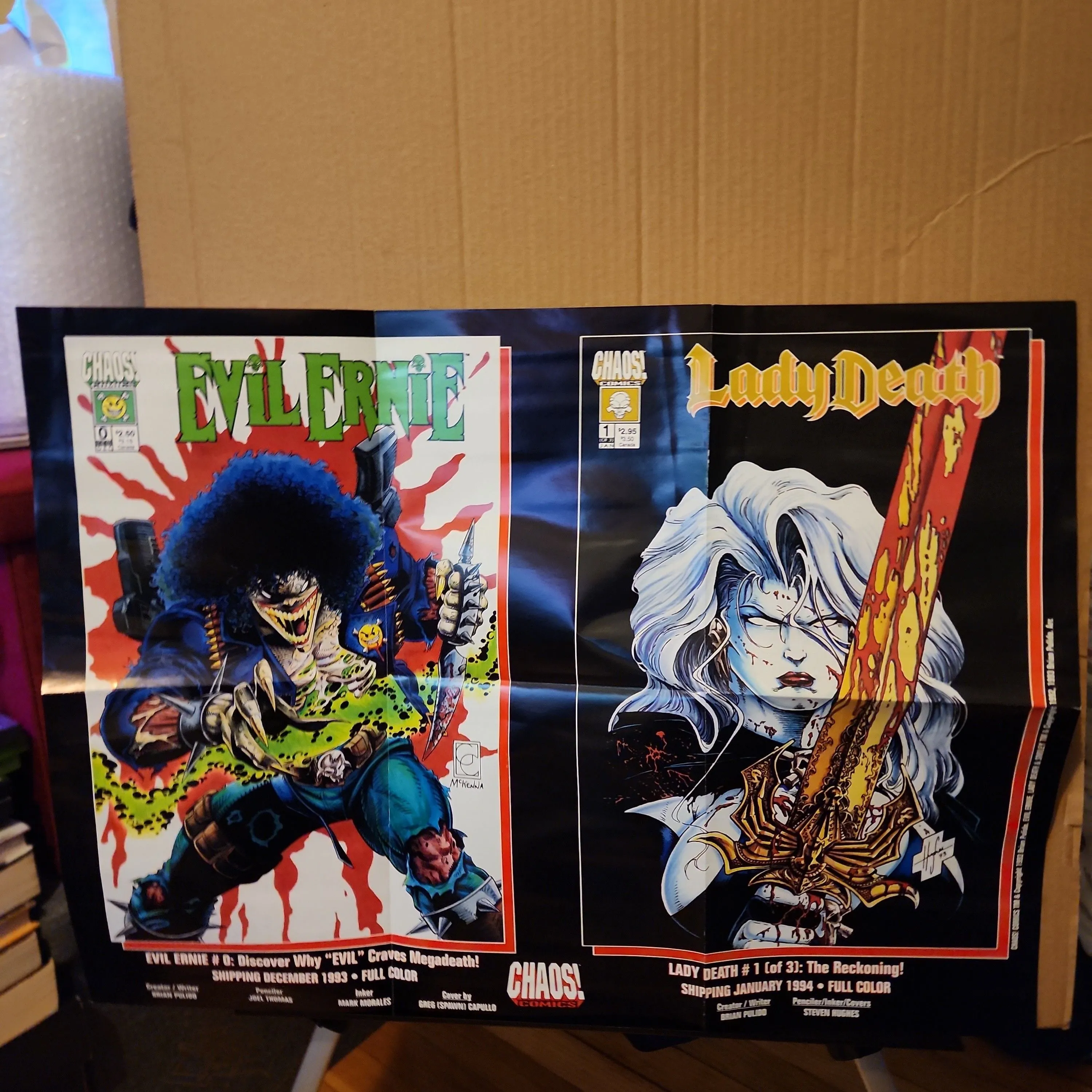Product image for 1993 Lady Death & Evil Ernie 24 by 18 inch Chaos Comics promo poster