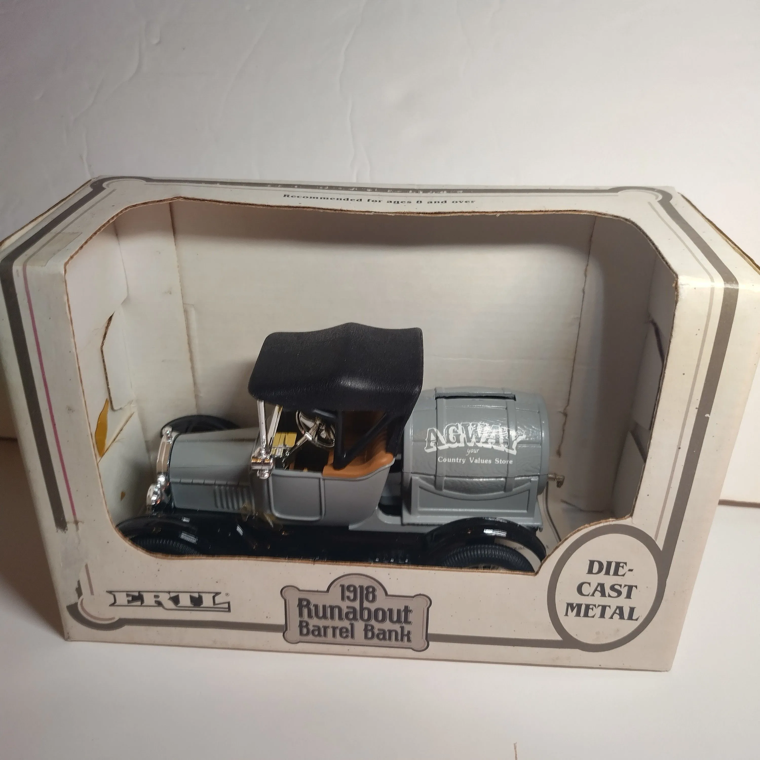 Product image for ERTL 1918 True Value  Ford Runabout AGWay Barrel Truck Die Cast Bank New In Box