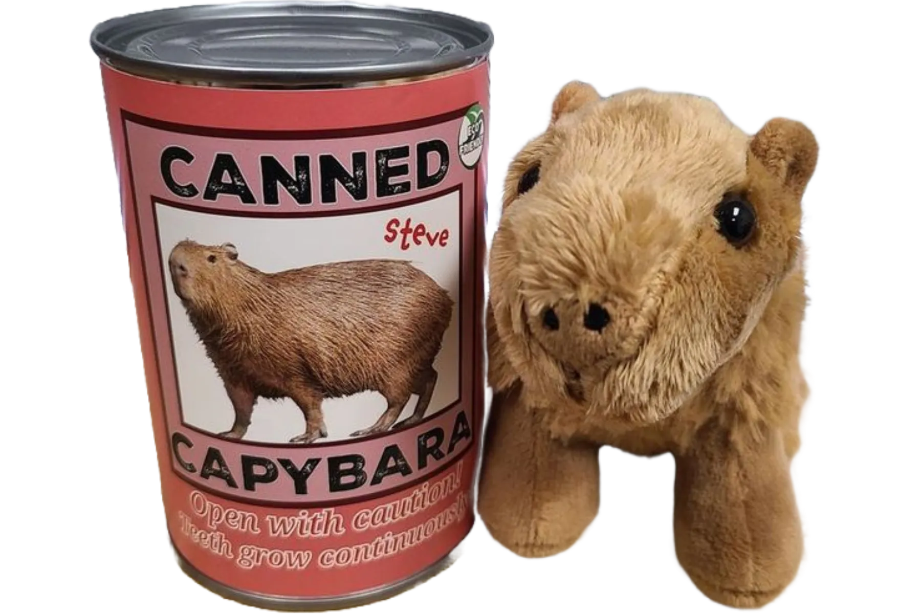 Product image for Steve the Canned Capybara | Stuffed Animal Plush w/Jokes: Pop Top Lid