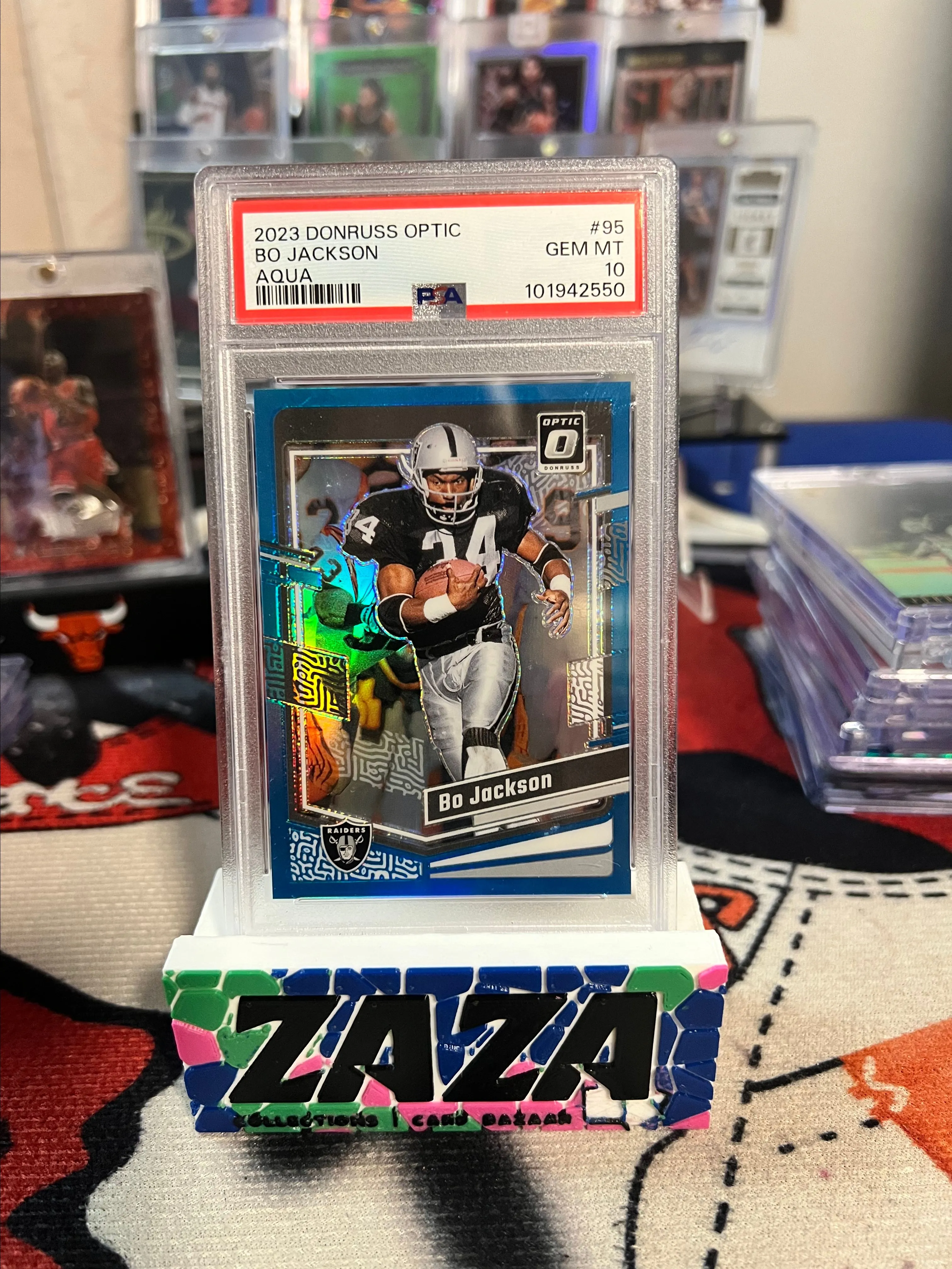 Product image for 2023 Donruss Optic Bo Jackson Aqua /299 #95 PSA GEM 10! Pop 4!