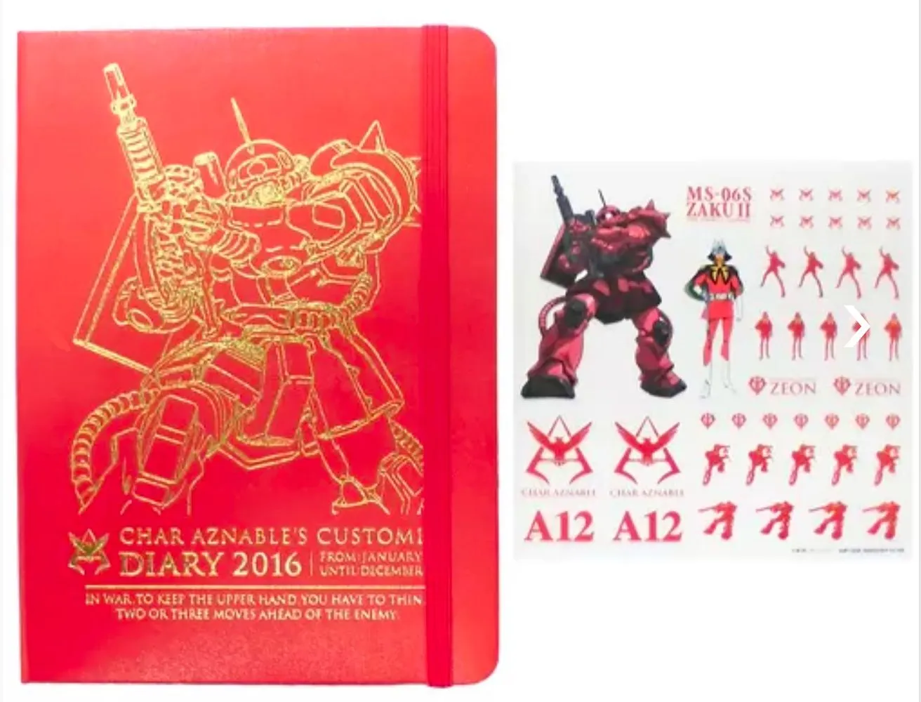 Product image for Gundam Diary & Sticker Set, Char Aznable