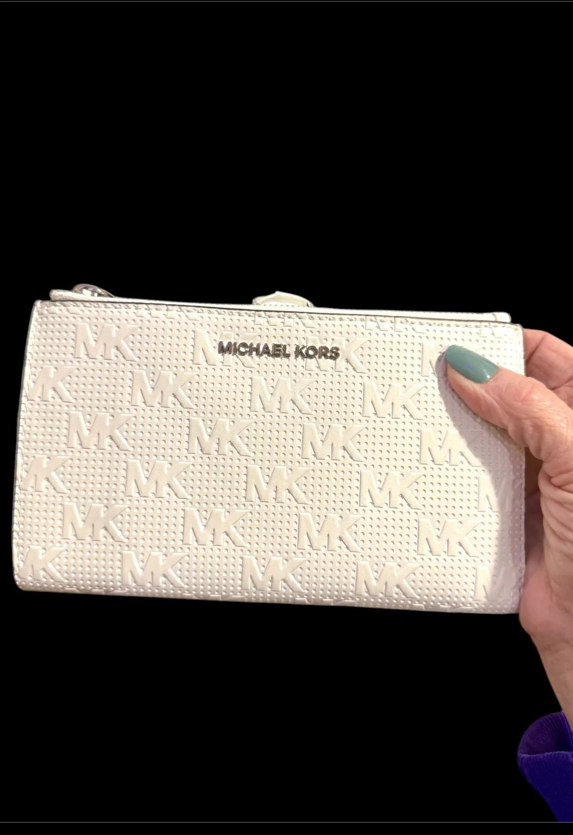 Product image for #69 Michael Kors white double zip phone Wallet