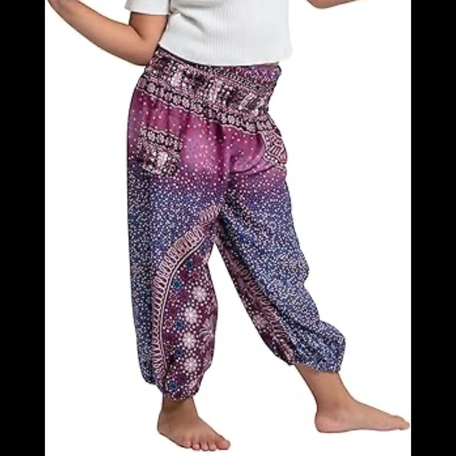 Product image for Boho Harem Pull On Pants Purple Large
