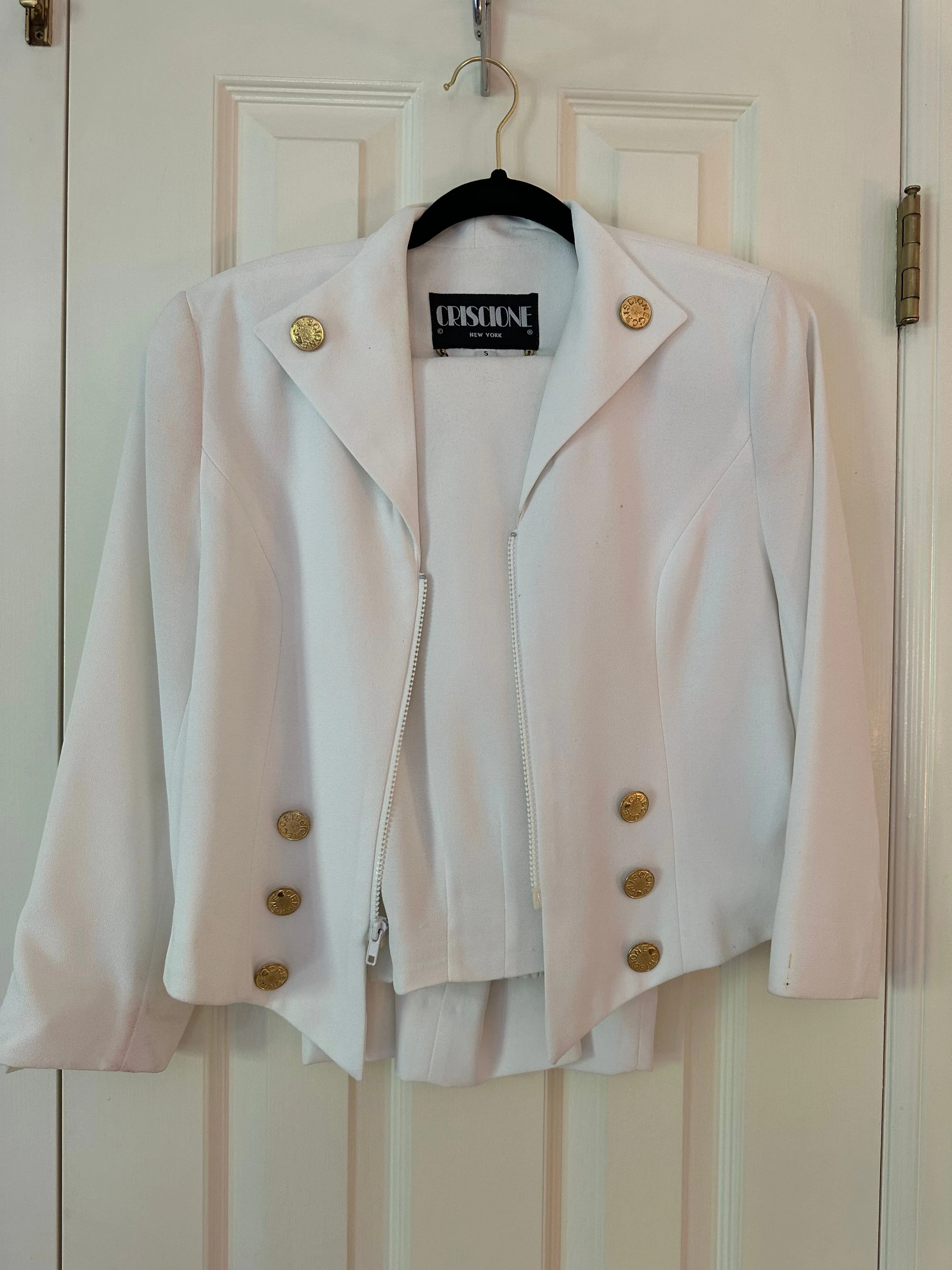 Product image for Vintage white 2 piece blazer and pant set Sz small