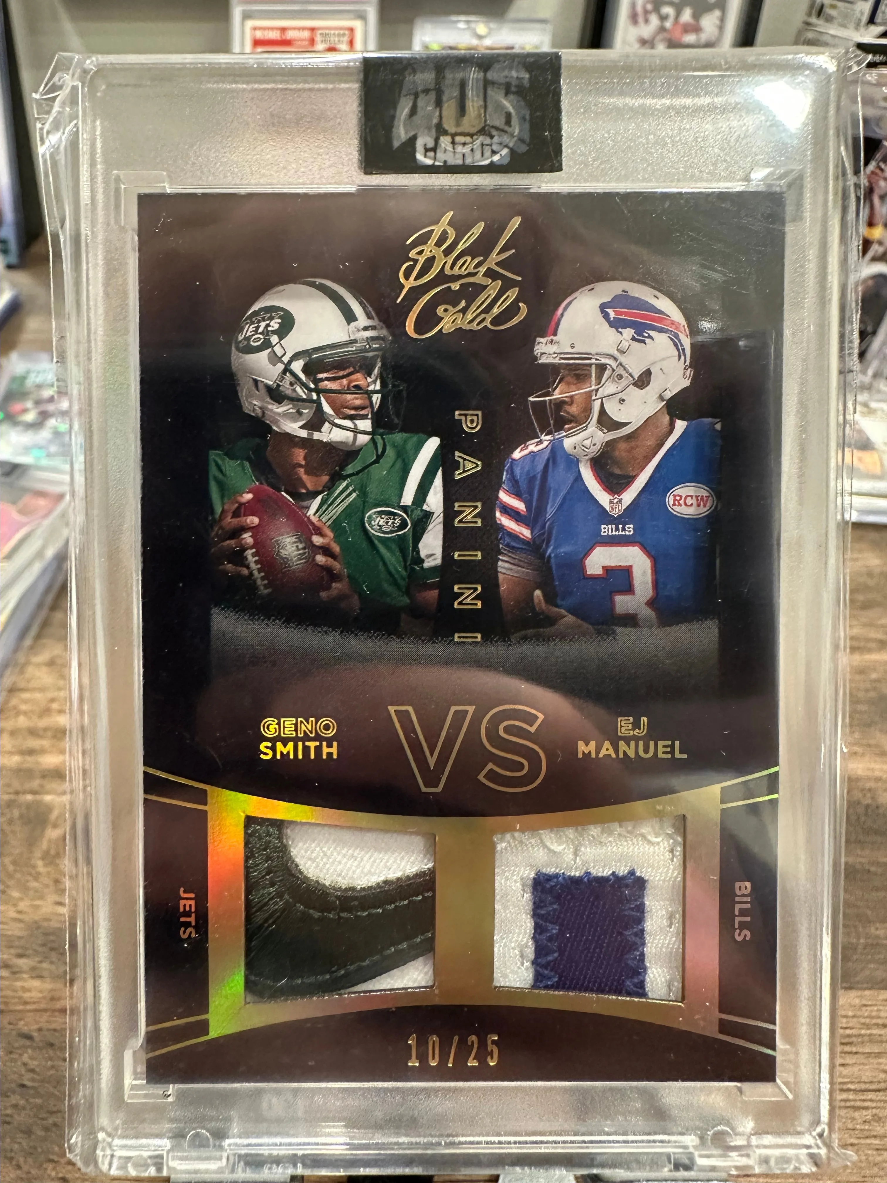 Product image for 2014 Black Gold Geno Smith vs Ej Manuel NIKE Logo Patch 10/25