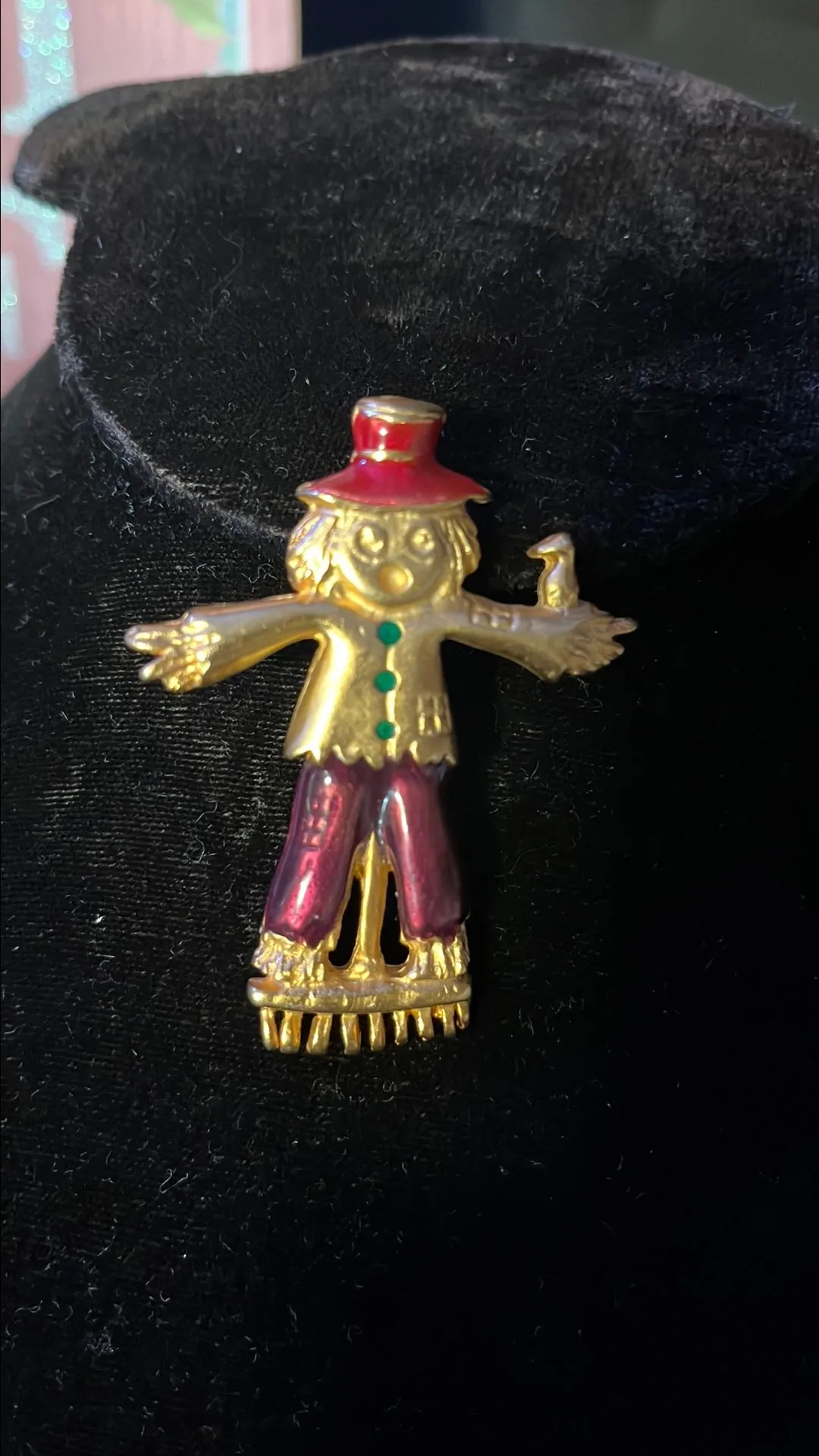 Product image for Vintage scarecrow enamel brooch