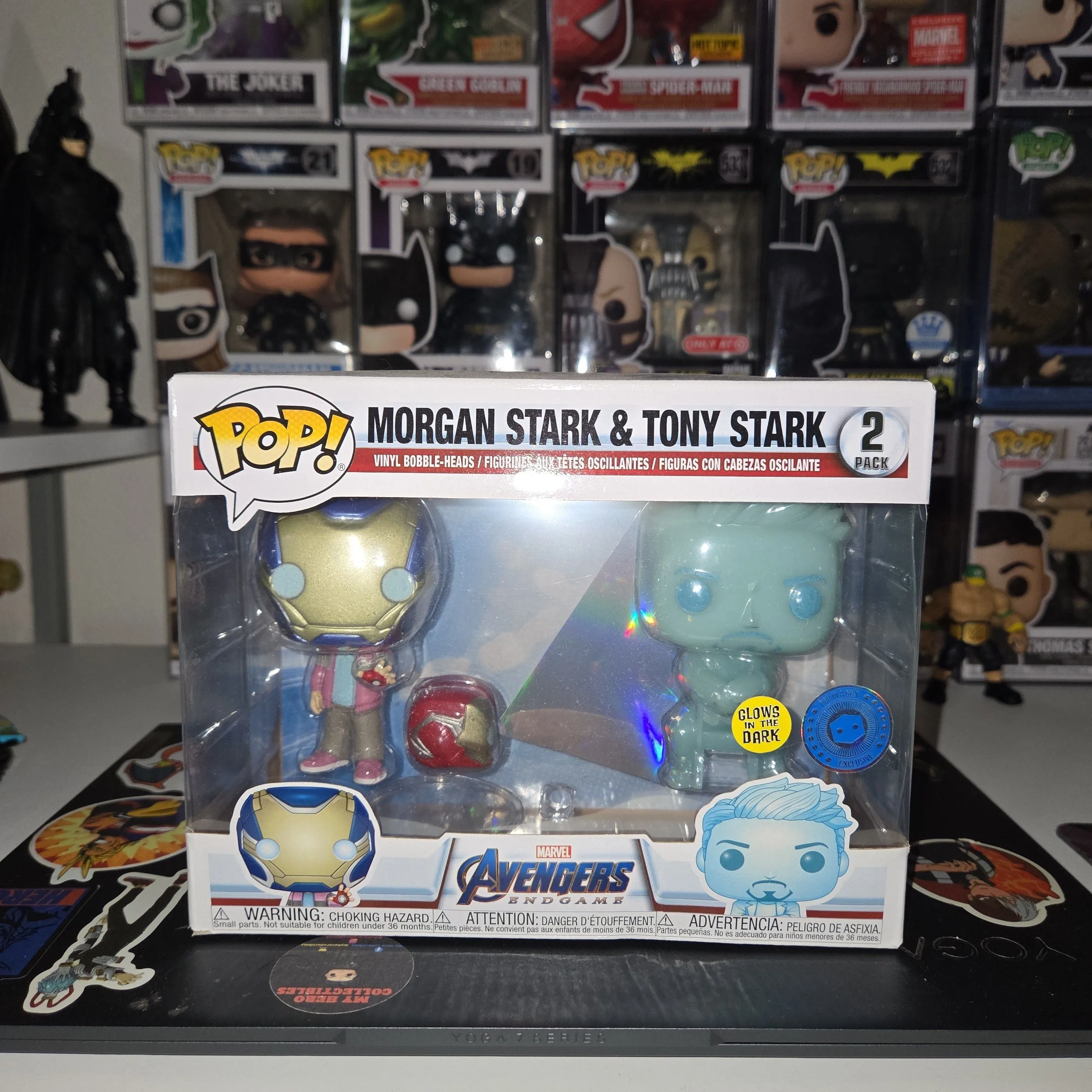Product image for Morgan Stark & Tony Stark Funko Pop PIAB GITD