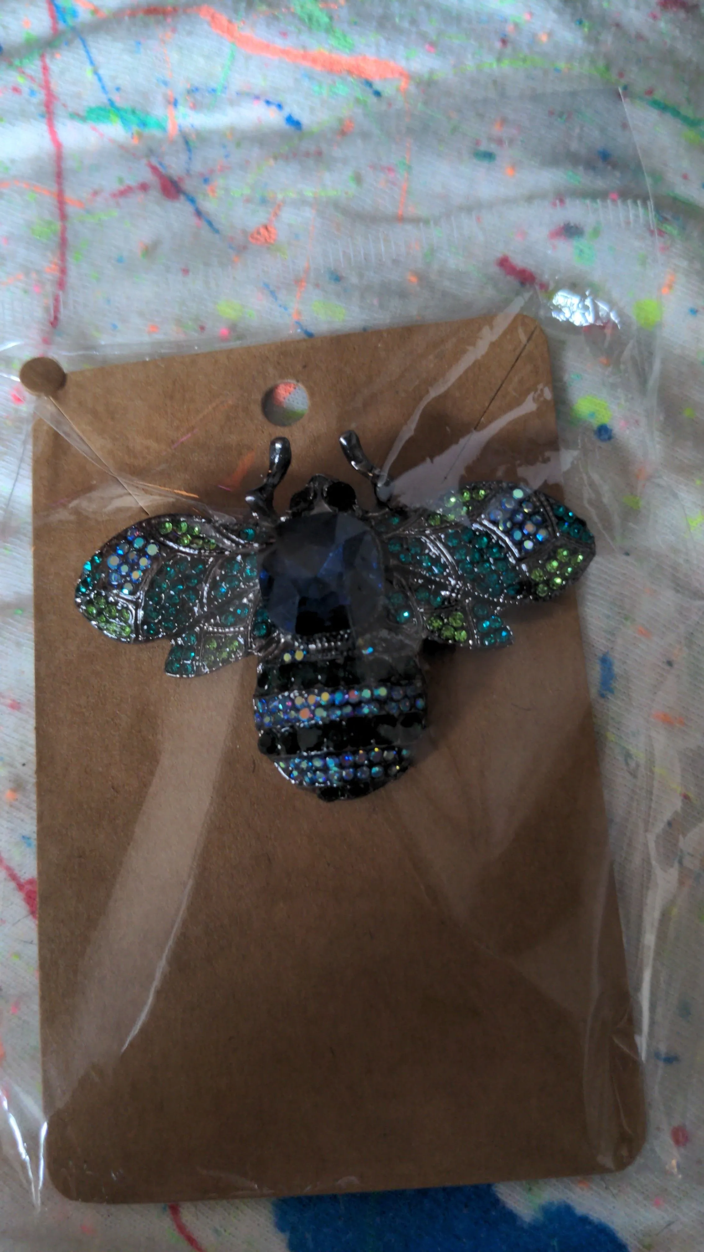 Product image for BEE-dazzled bee pin blue/green