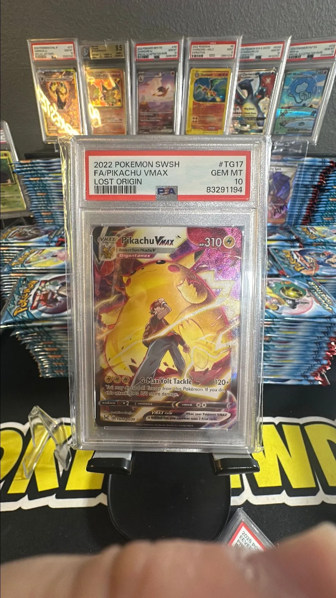 Product image for 2022 Pokemon Sword & Shield Lost Origin Fa/Pikachu Vmax Lost Origin PSA GEM MT 10