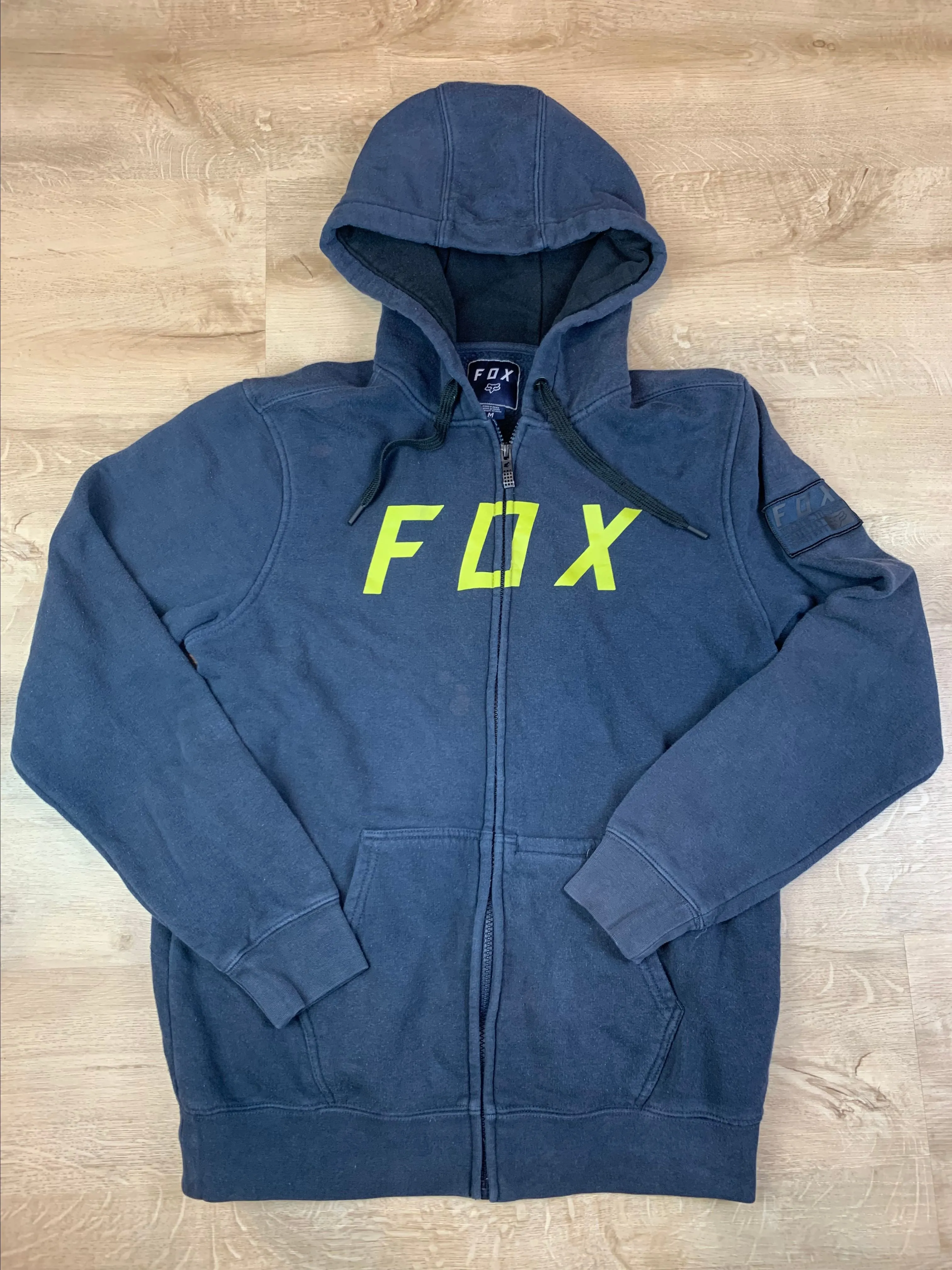 Product image for Fox Racing Men's District 2 Full Zip Hooded Sweatshirt Y2K Medium M Hoodie Zip Up Green Logo