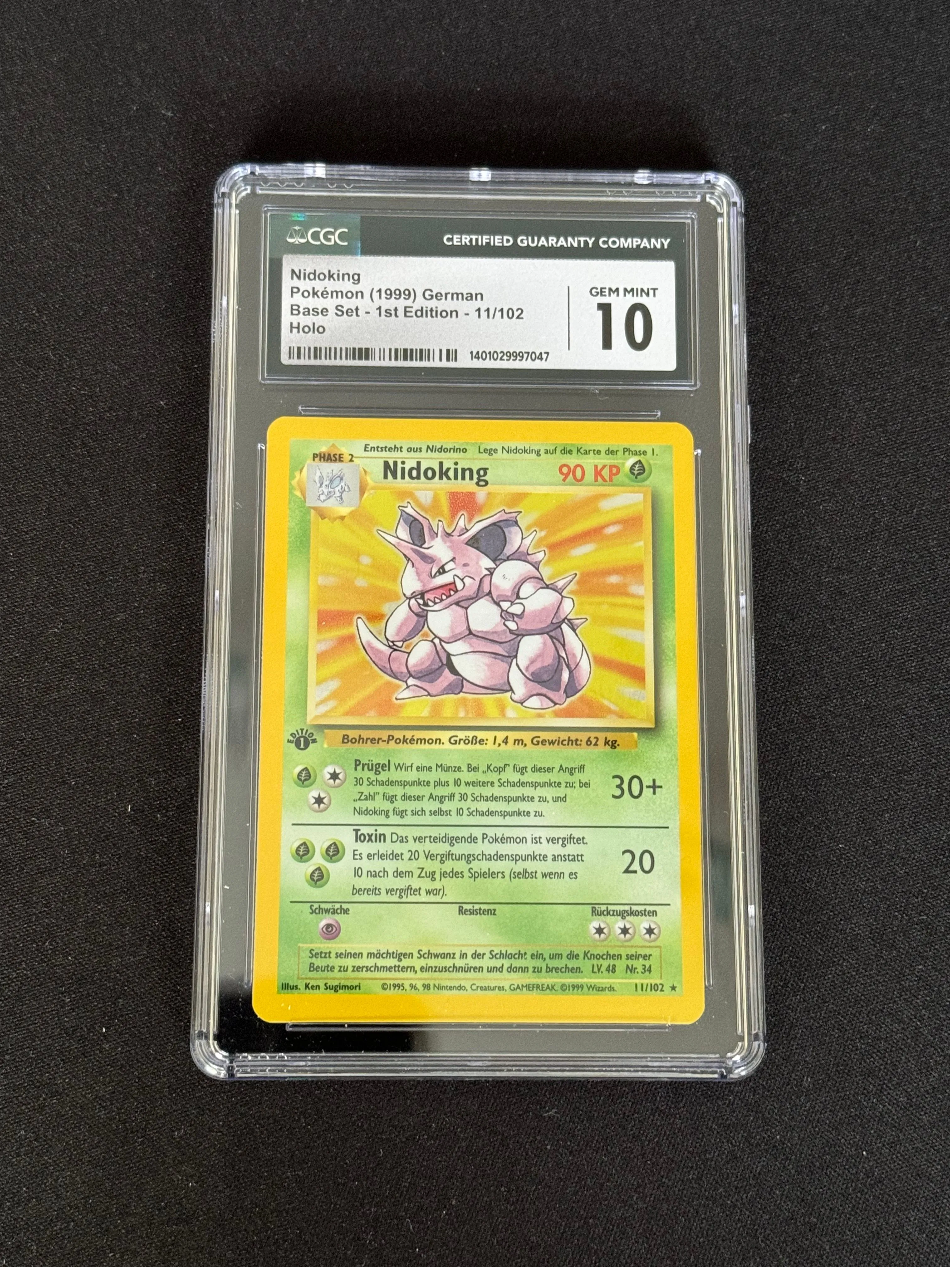 Product image for 1ST EDITION 1999 BASE SET NIDOKING HOLO GERMAN CGC GEM MINT 10